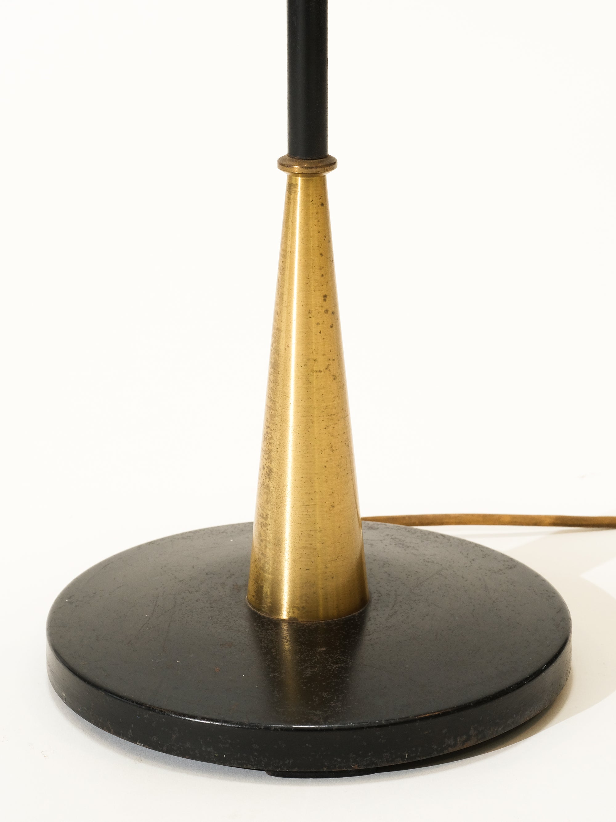 Scandinavian Black Iron and Brass Floor Lamp, 1950s
