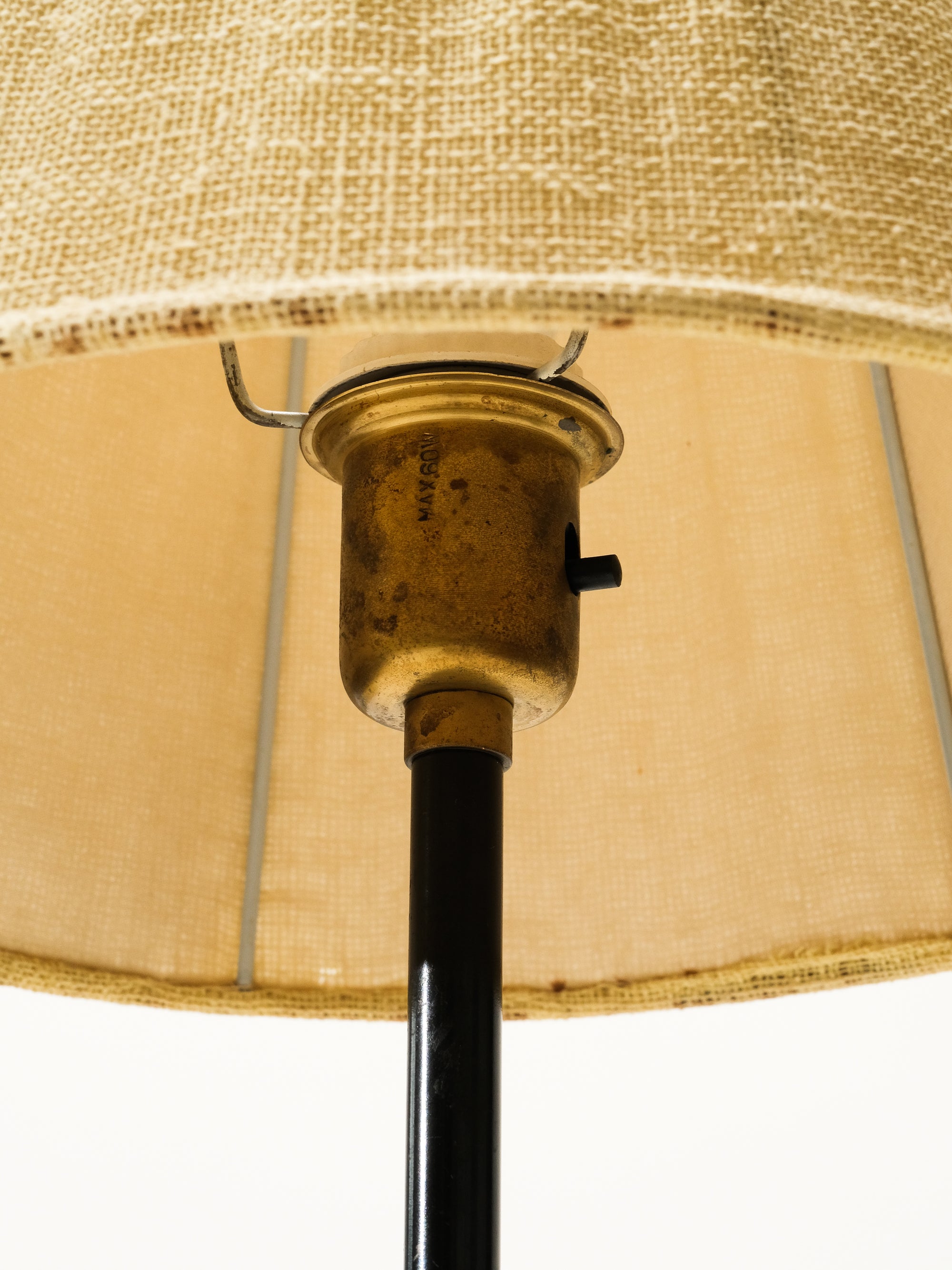 Scandinavian Black Iron and Brass Floor Lamp, 1950s