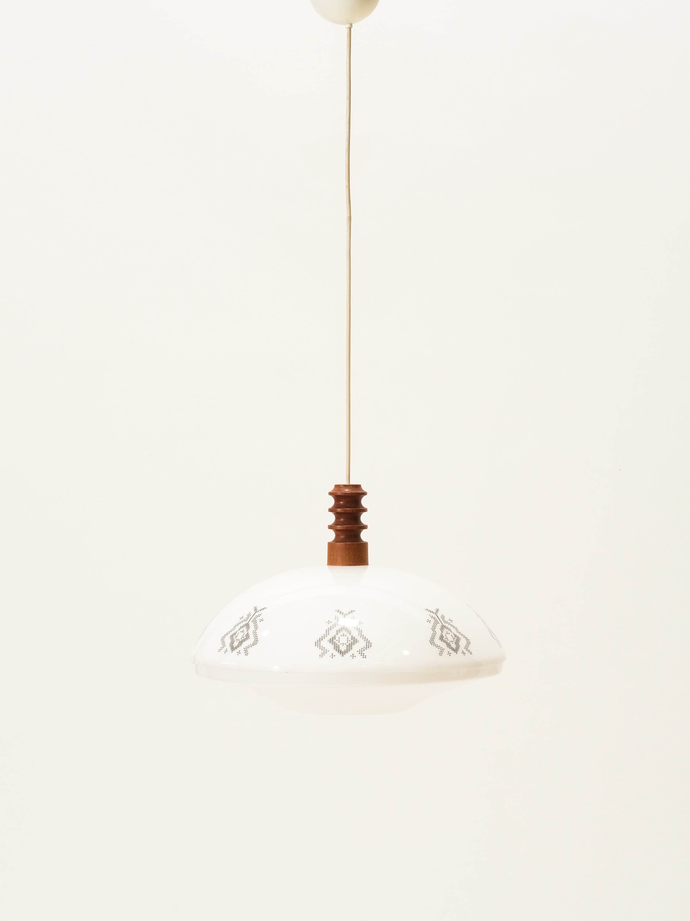 Mid-Century Teak & Acrylic Pendant Lamp
