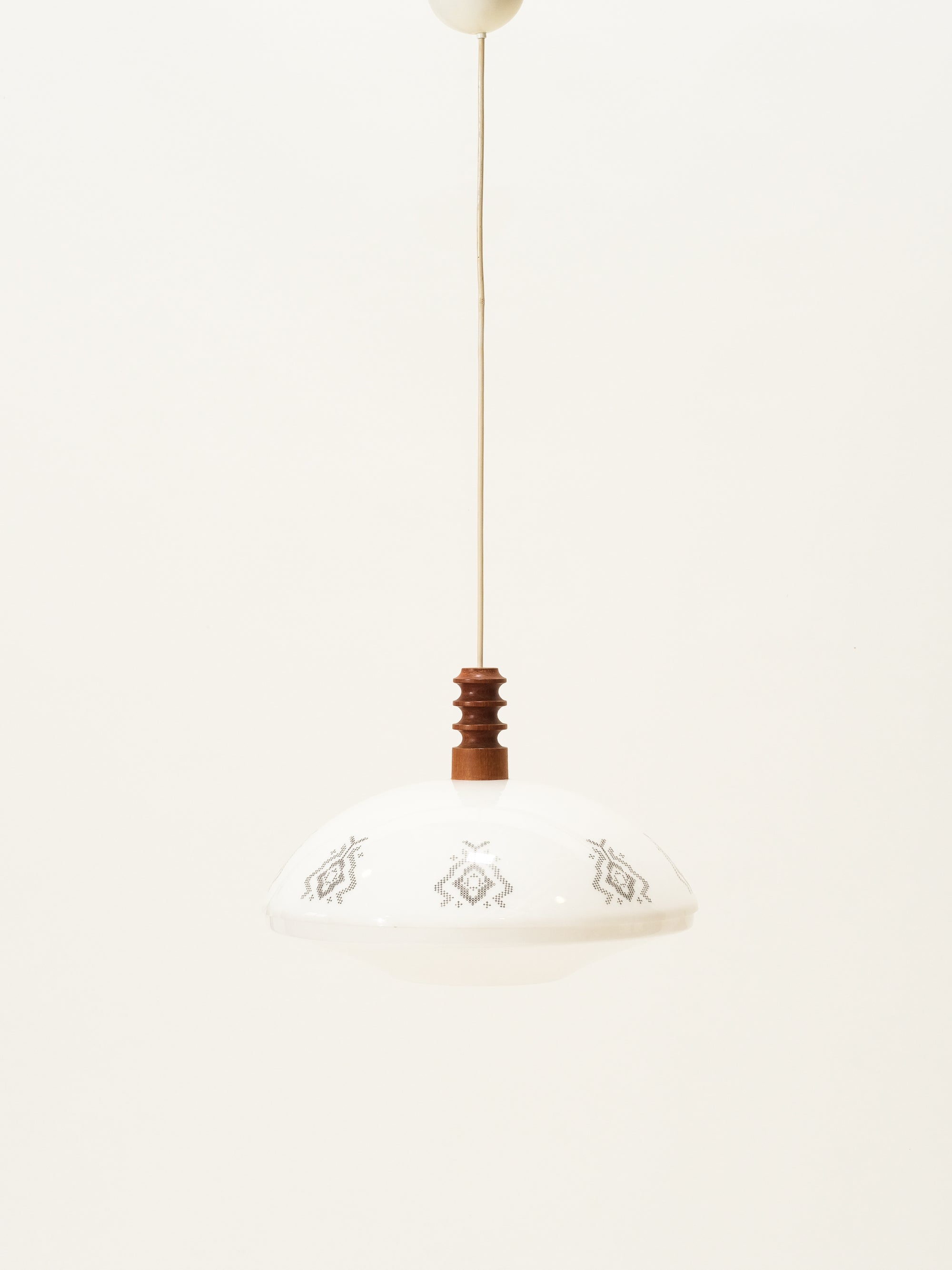 Mid-Century Teak &amp; Acrylic Pendant Lamp