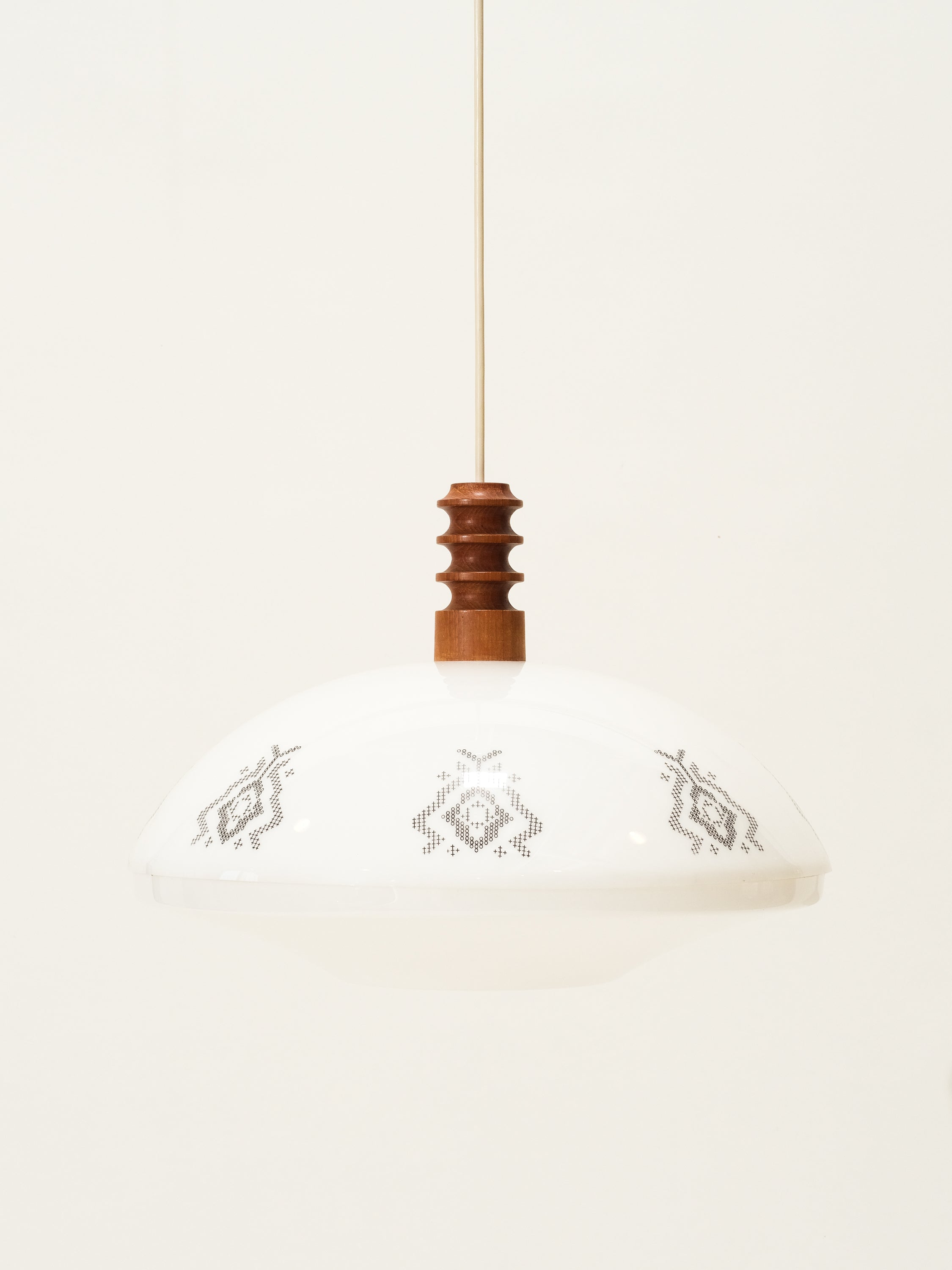 Mid-Century Teak & Acrylic Pendant Lamp