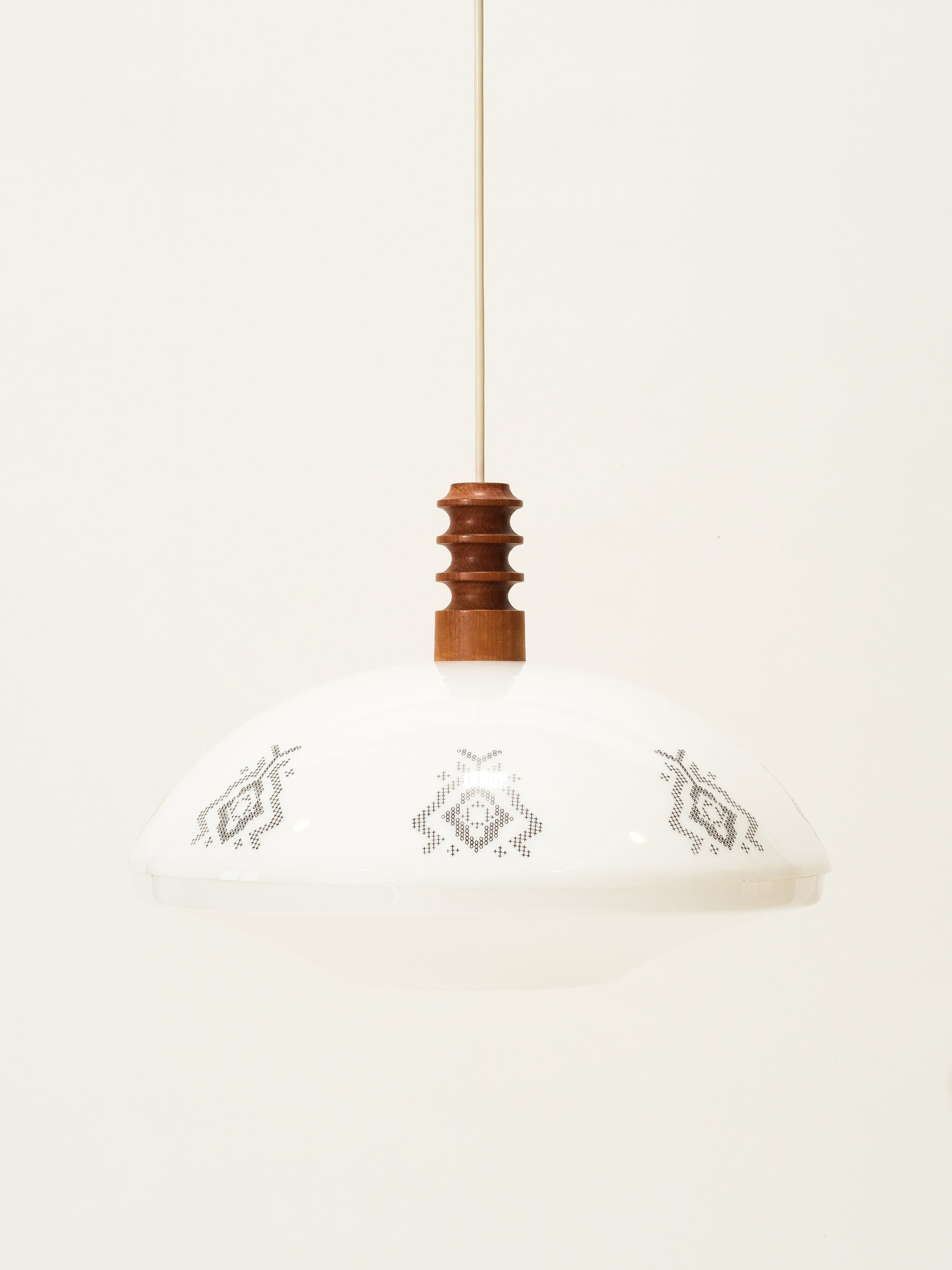 Mid-Century Teak &amp; Acrylic Pendant Lamp