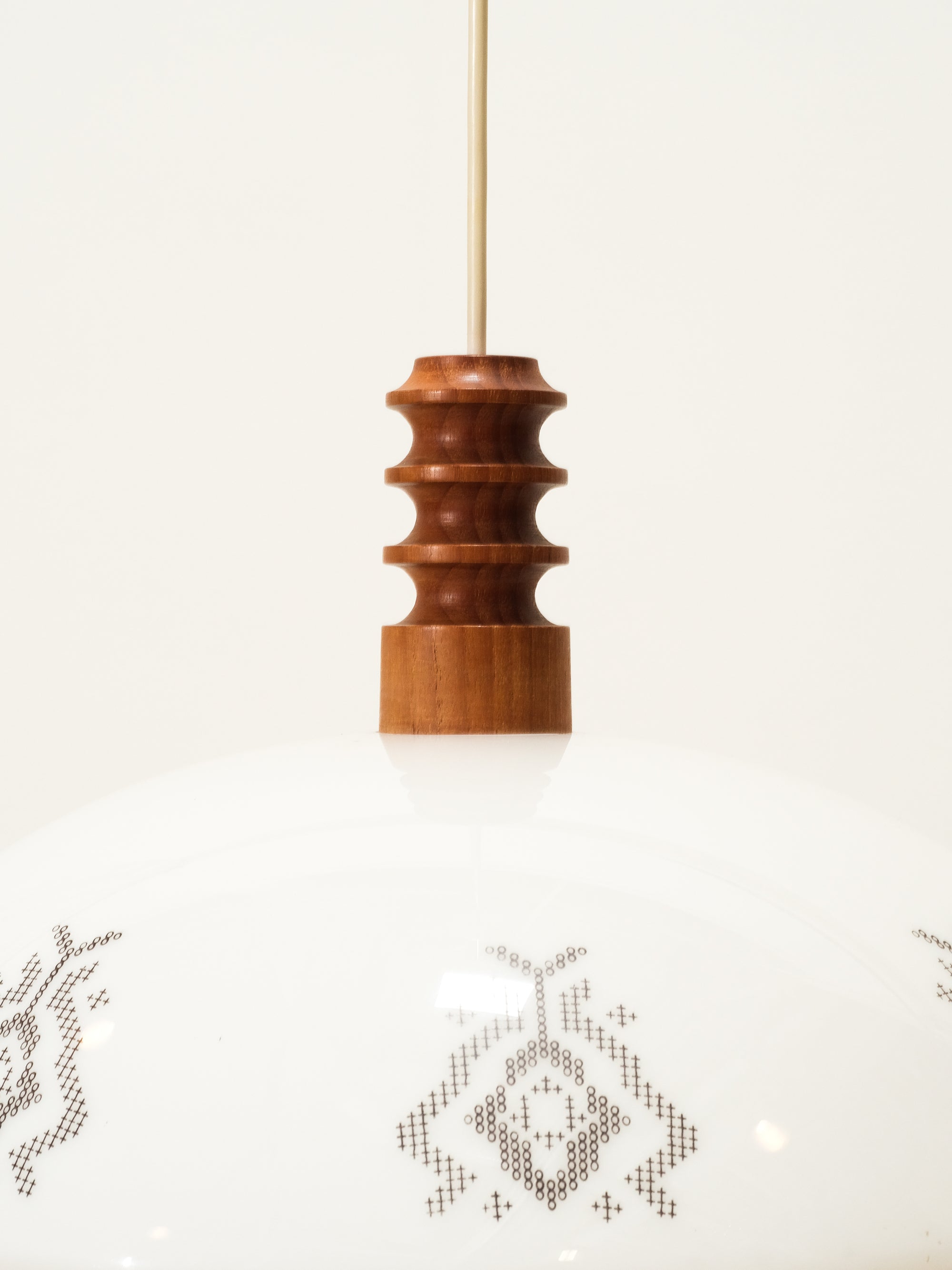 Mid-Century Teak &amp; Acrylic Pendant Lamp