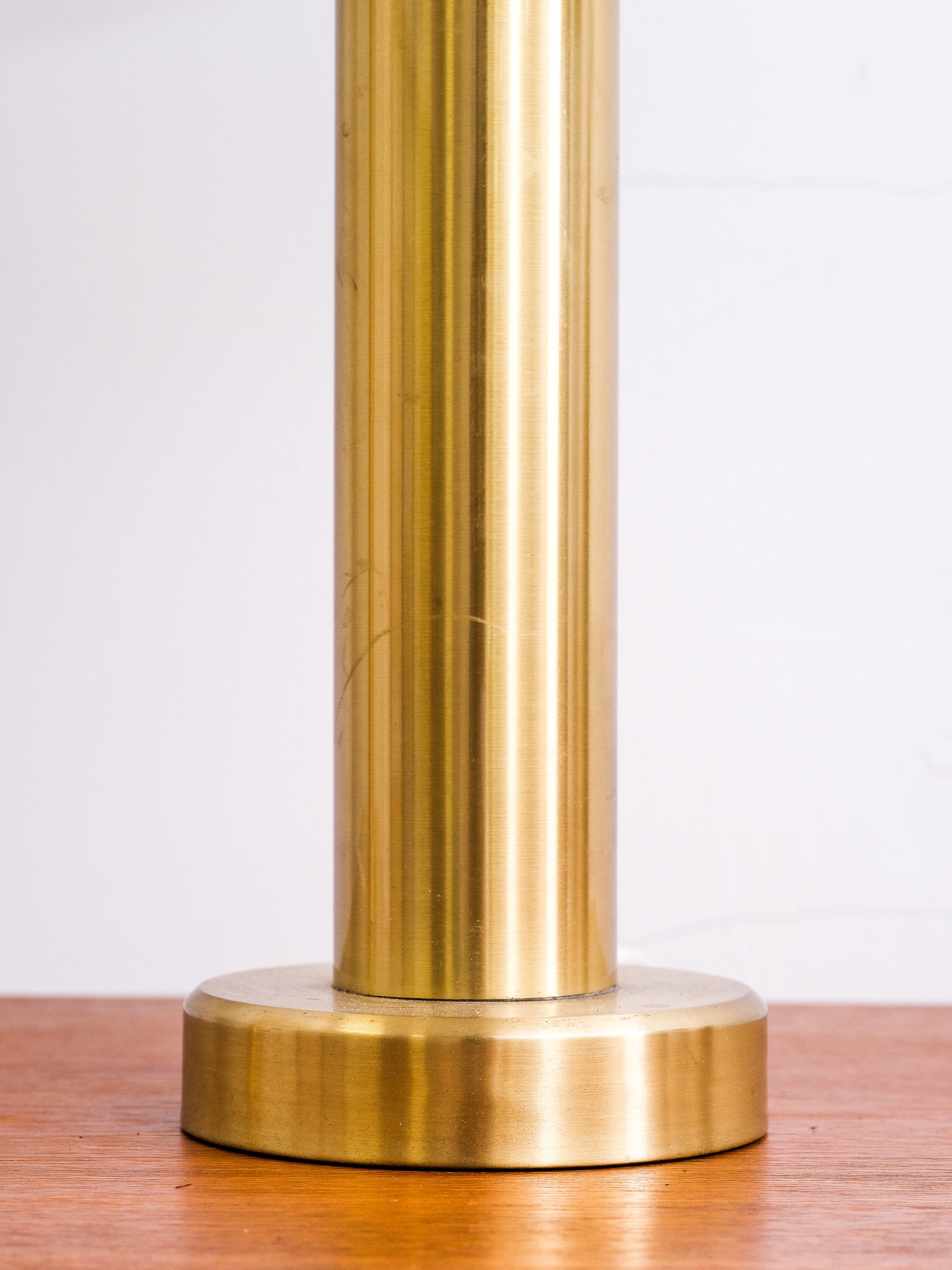 Pair of Large Mid-Century Brass Table Lamps with Pleated Shades