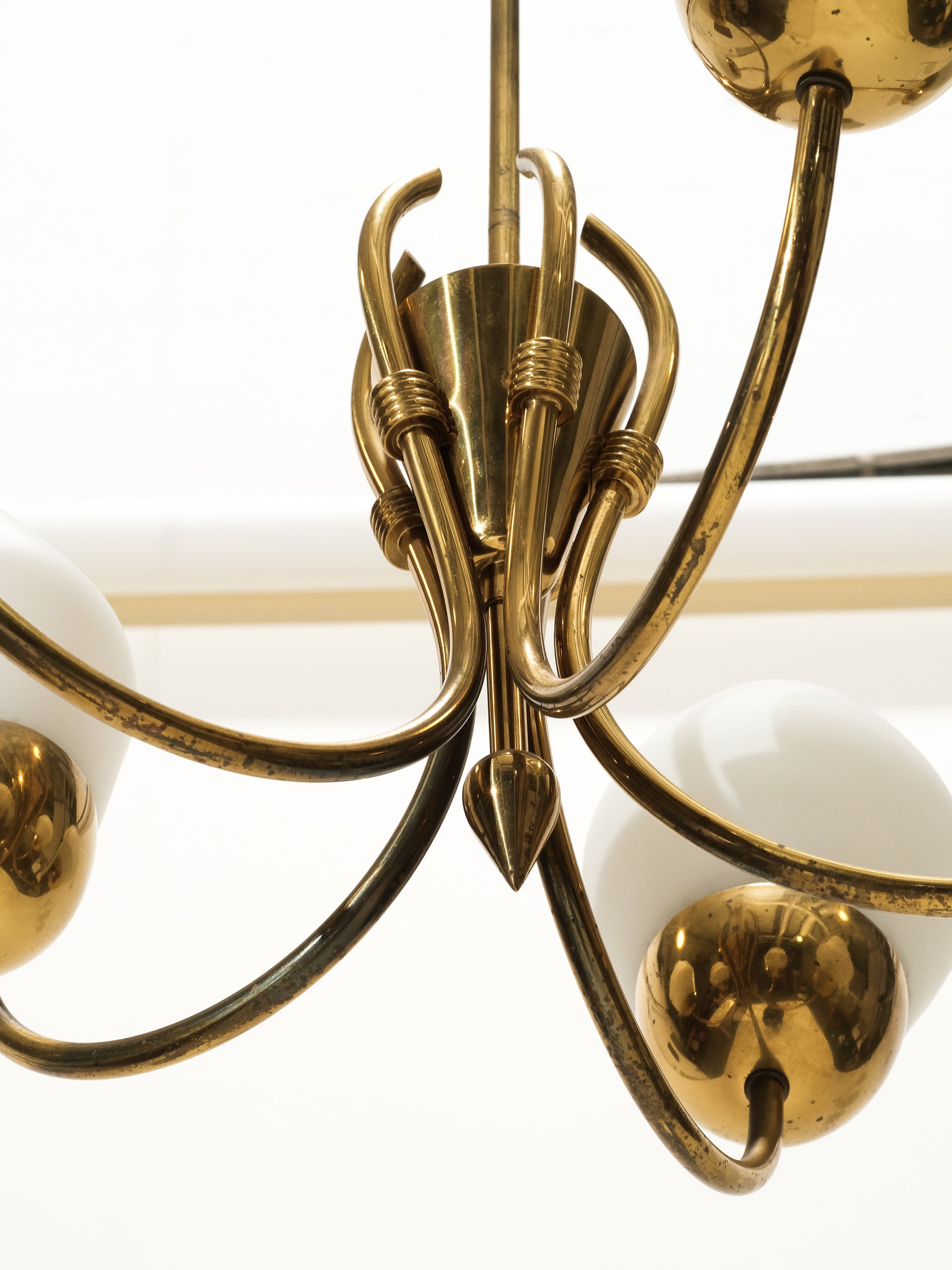 Brass Ceiling Lamp Model ER 92/5 by Itsu, 1950s
