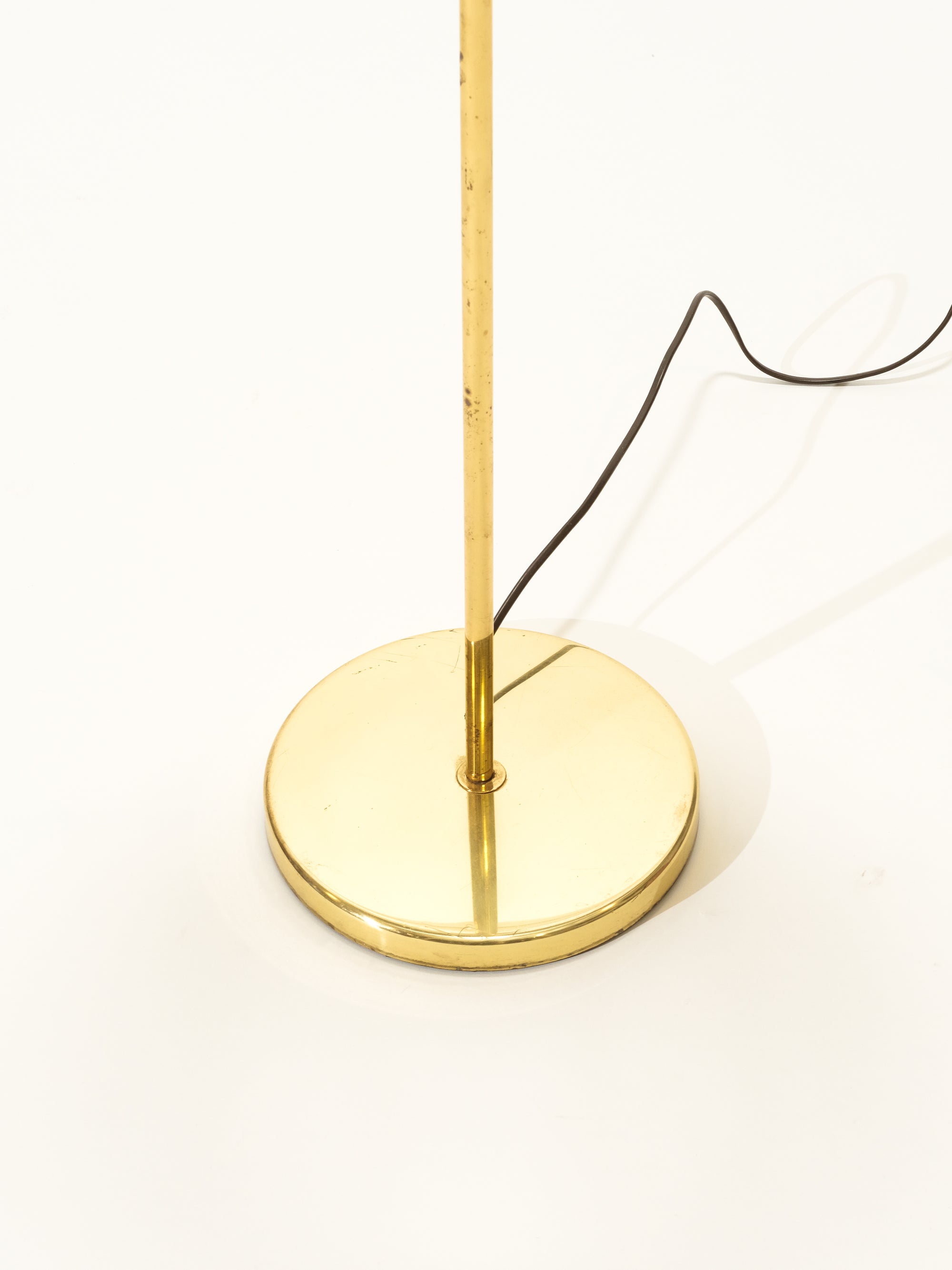 Mid-Century Brass Floor Lamp with Pleated Shade
