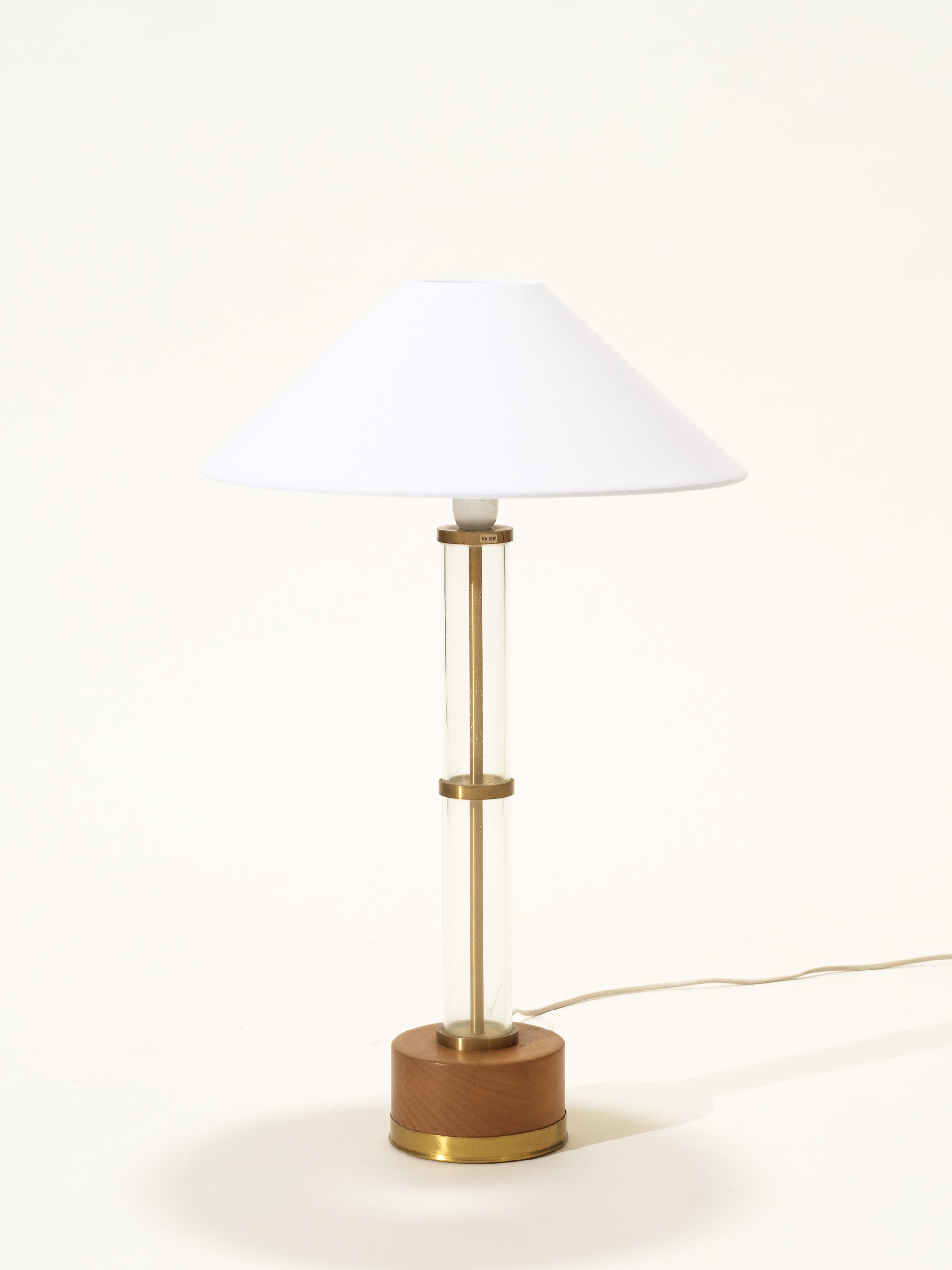 Wood, Glass &amp; Brass Table Lamp, 1970s