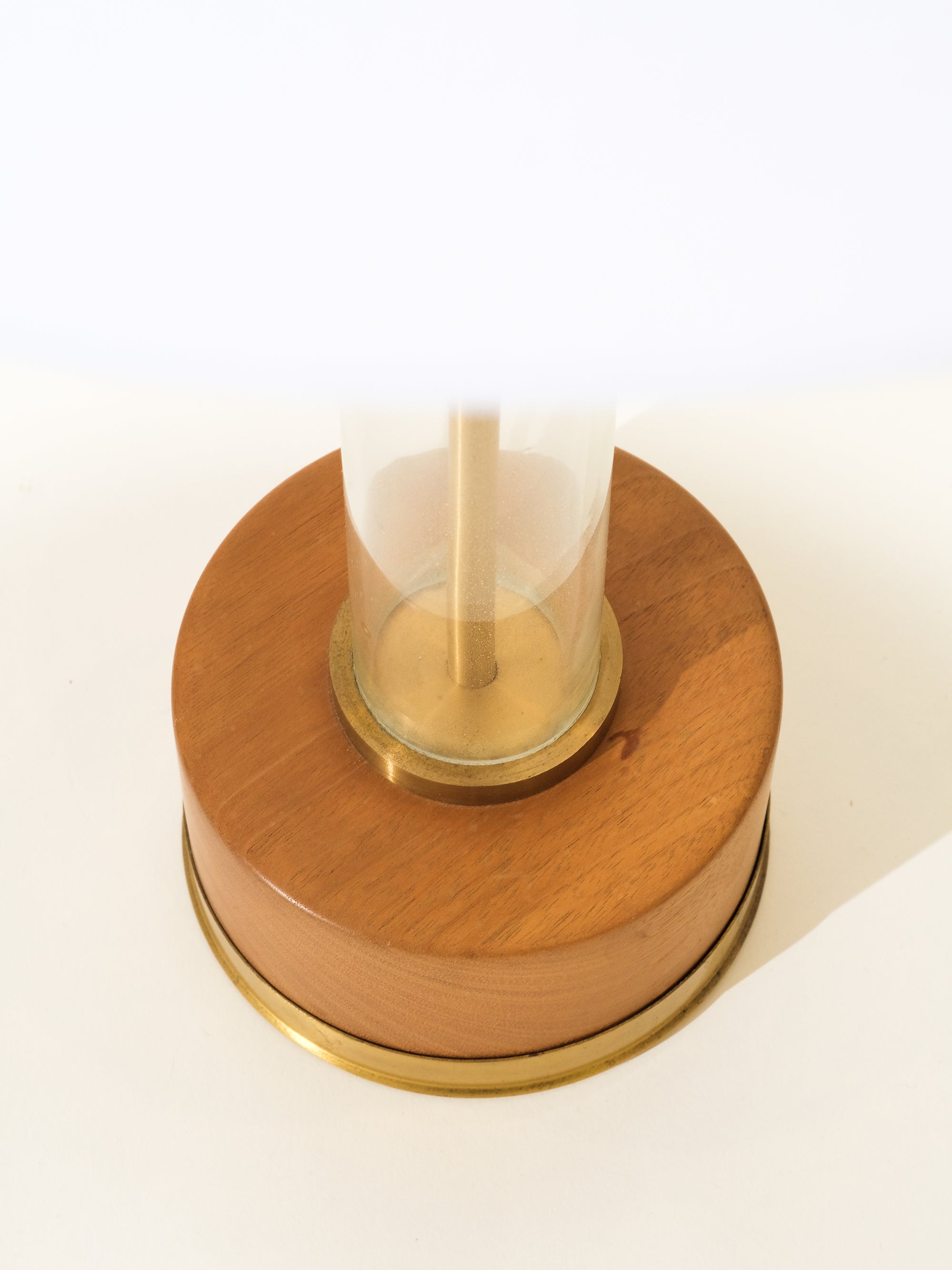Wood, Glass &amp; Brass Table Lamp, 1970s