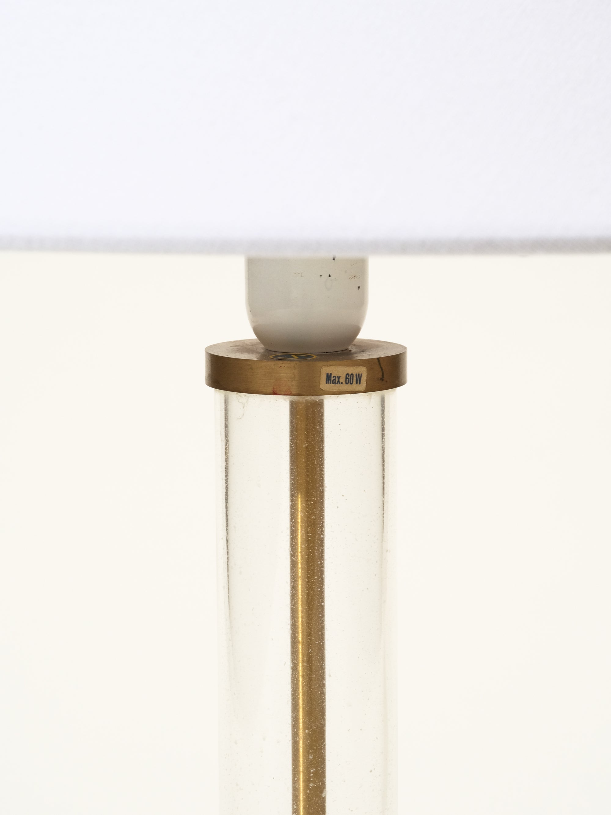 Wood, Glass &amp; Brass Table Lamp, 1970s
