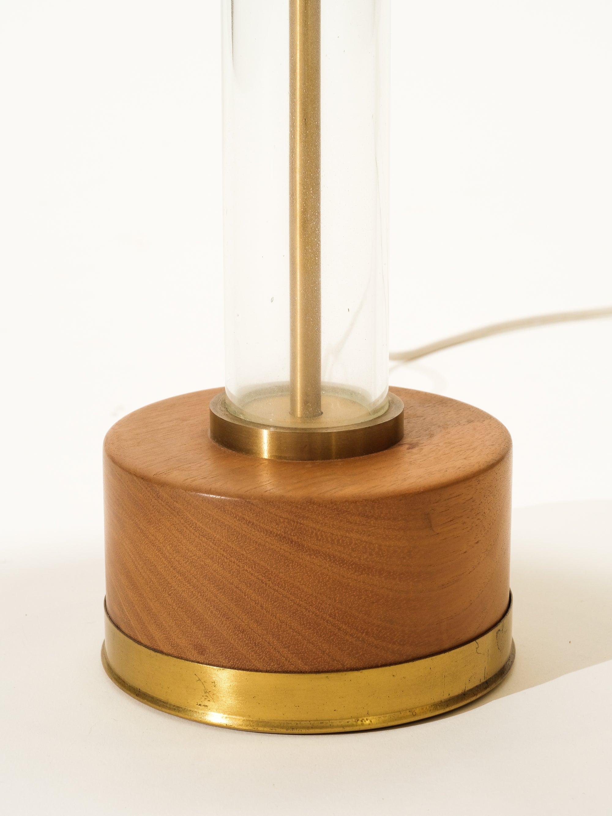 Wood, Glass &amp; Brass Table Lamp, 1970s