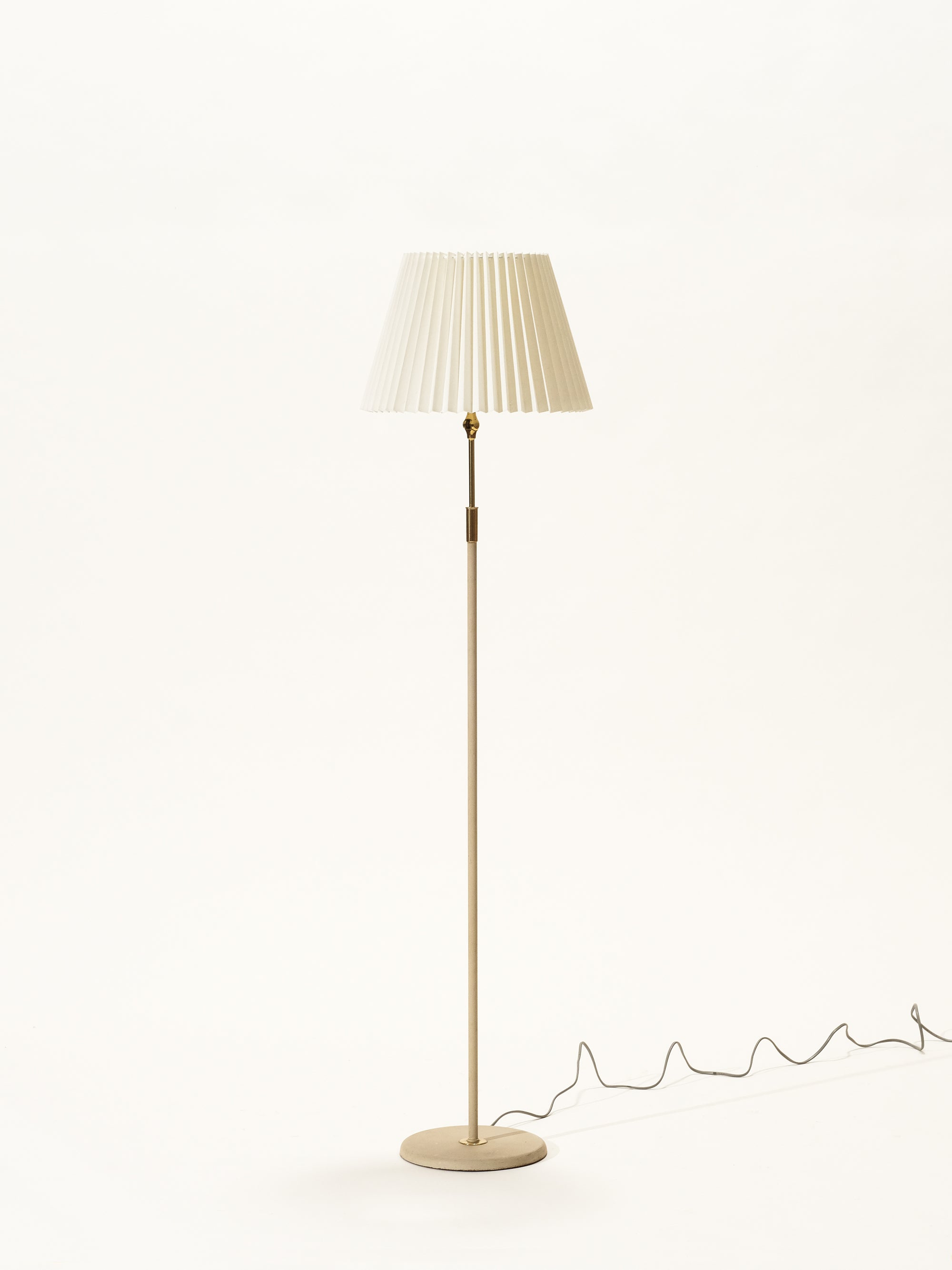Mid-Century Floor Lamp with Pleated Shade