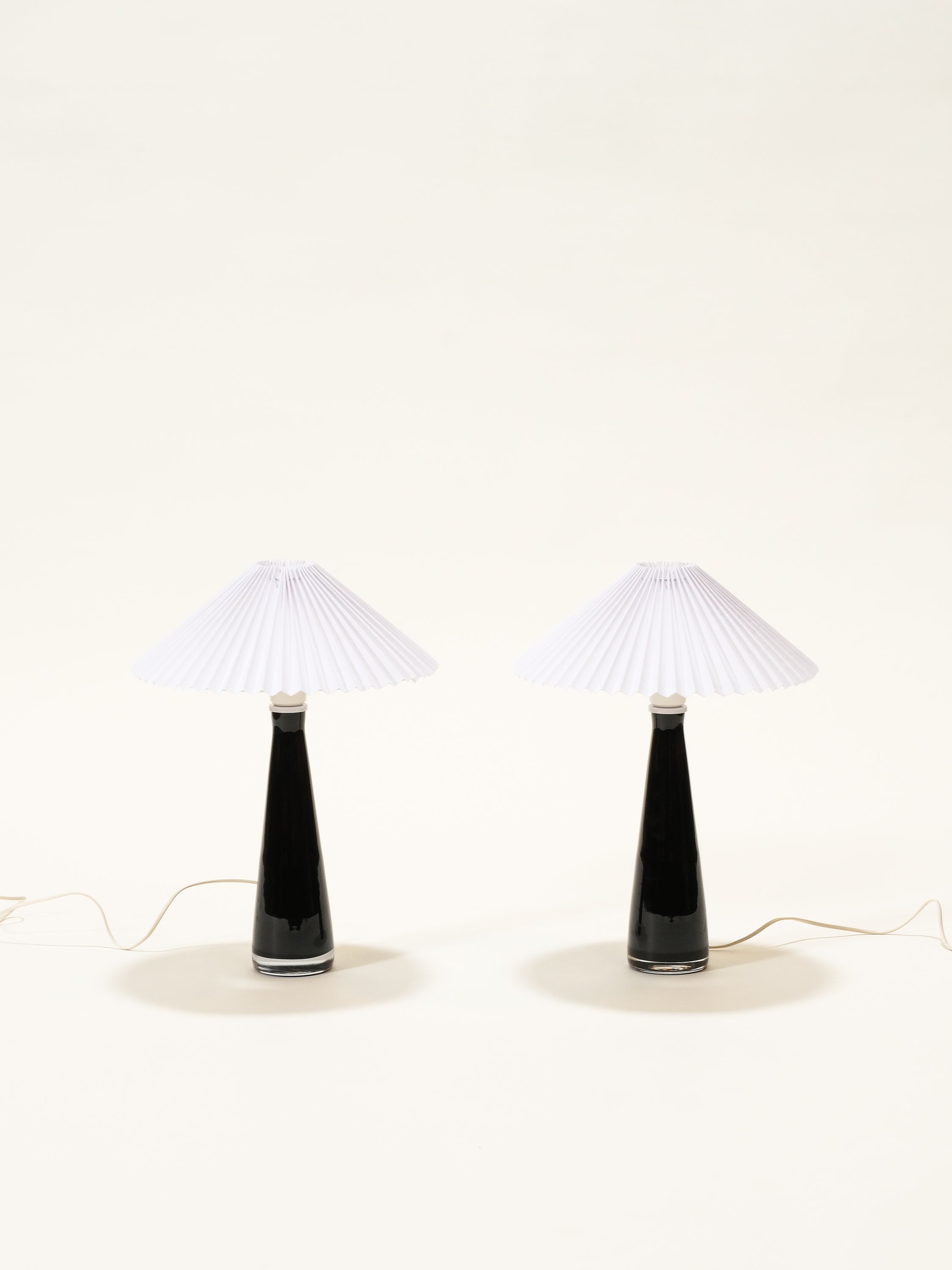 Pair of Glass Table Lamps, Sweden, 1960s