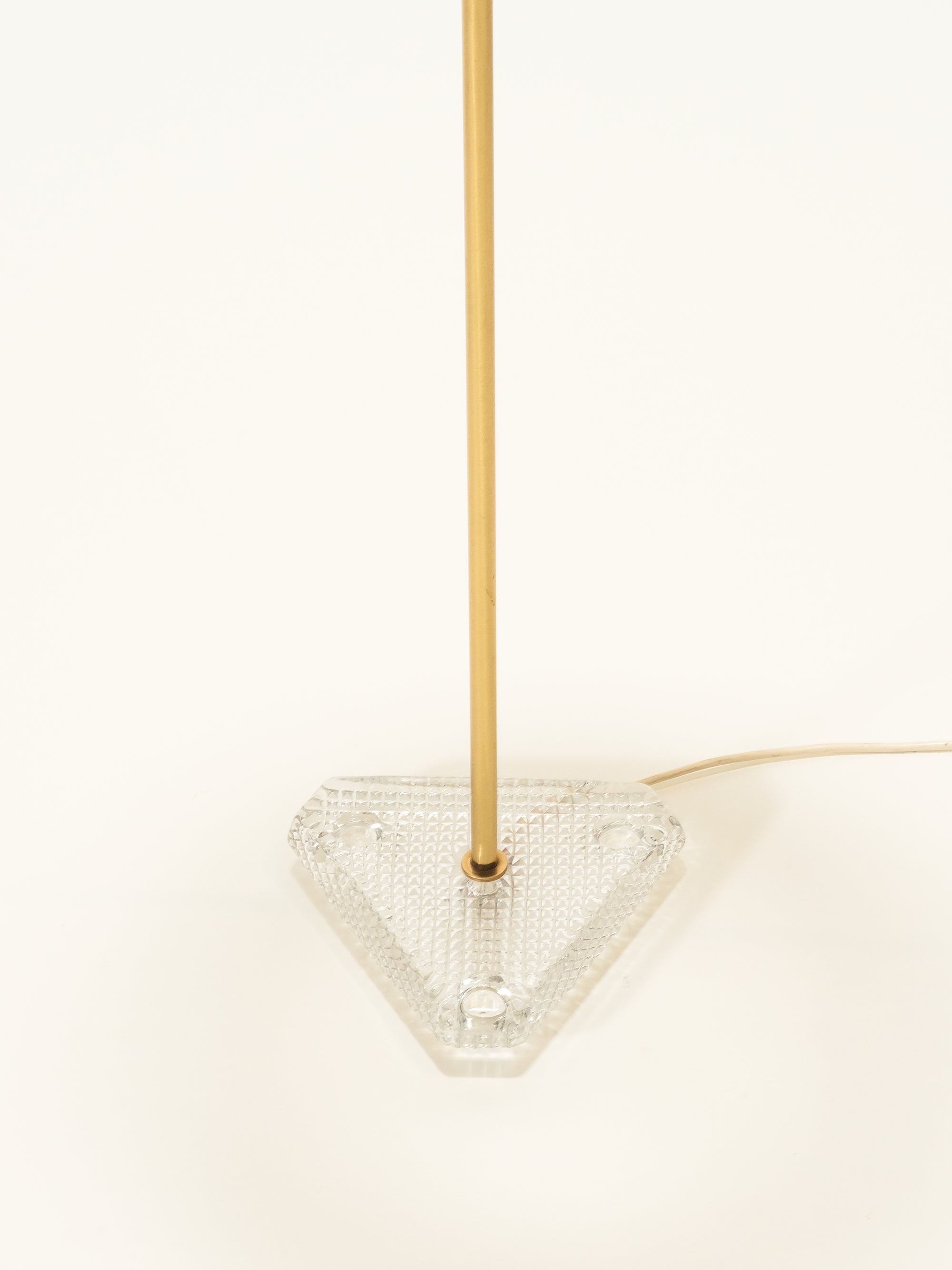 Swedish Mid-Century Brass &amp; Glass Floor Lamp with Pleated Shade