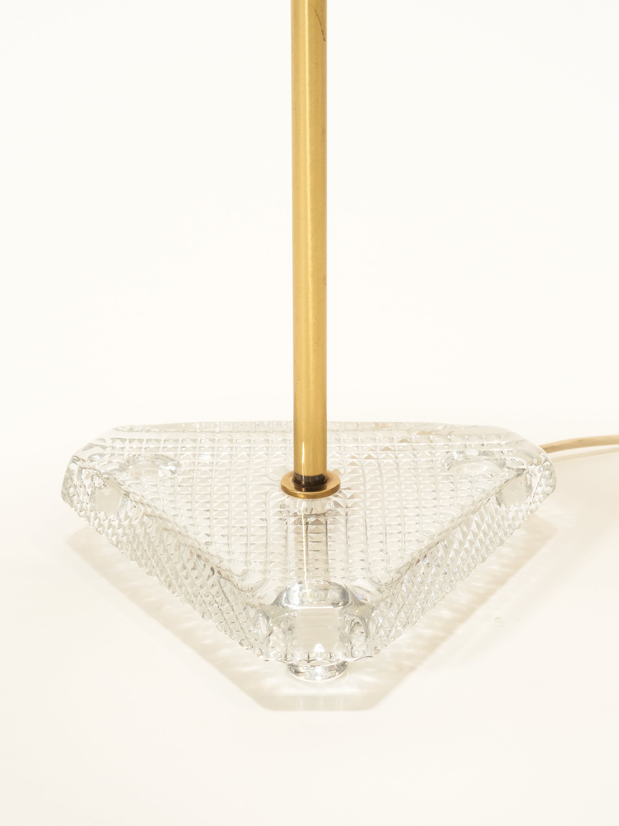 Swedish Mid-Century Brass &amp; Glass Floor Lamp with Pleated Shade