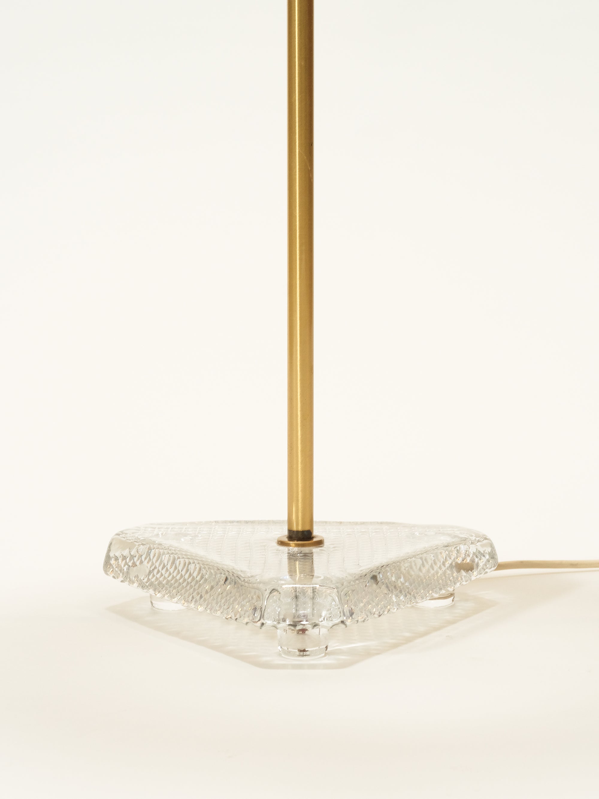 Swedish Mid-Century Brass &amp; Glass Floor Lamp with Pleated Shade