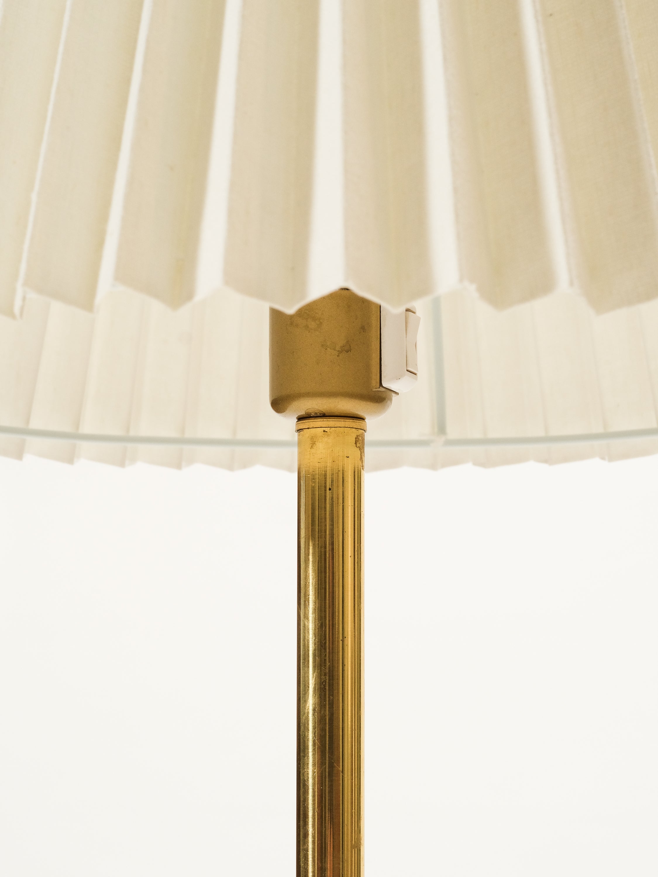 Brass Floor Lamp with Pleated Shade