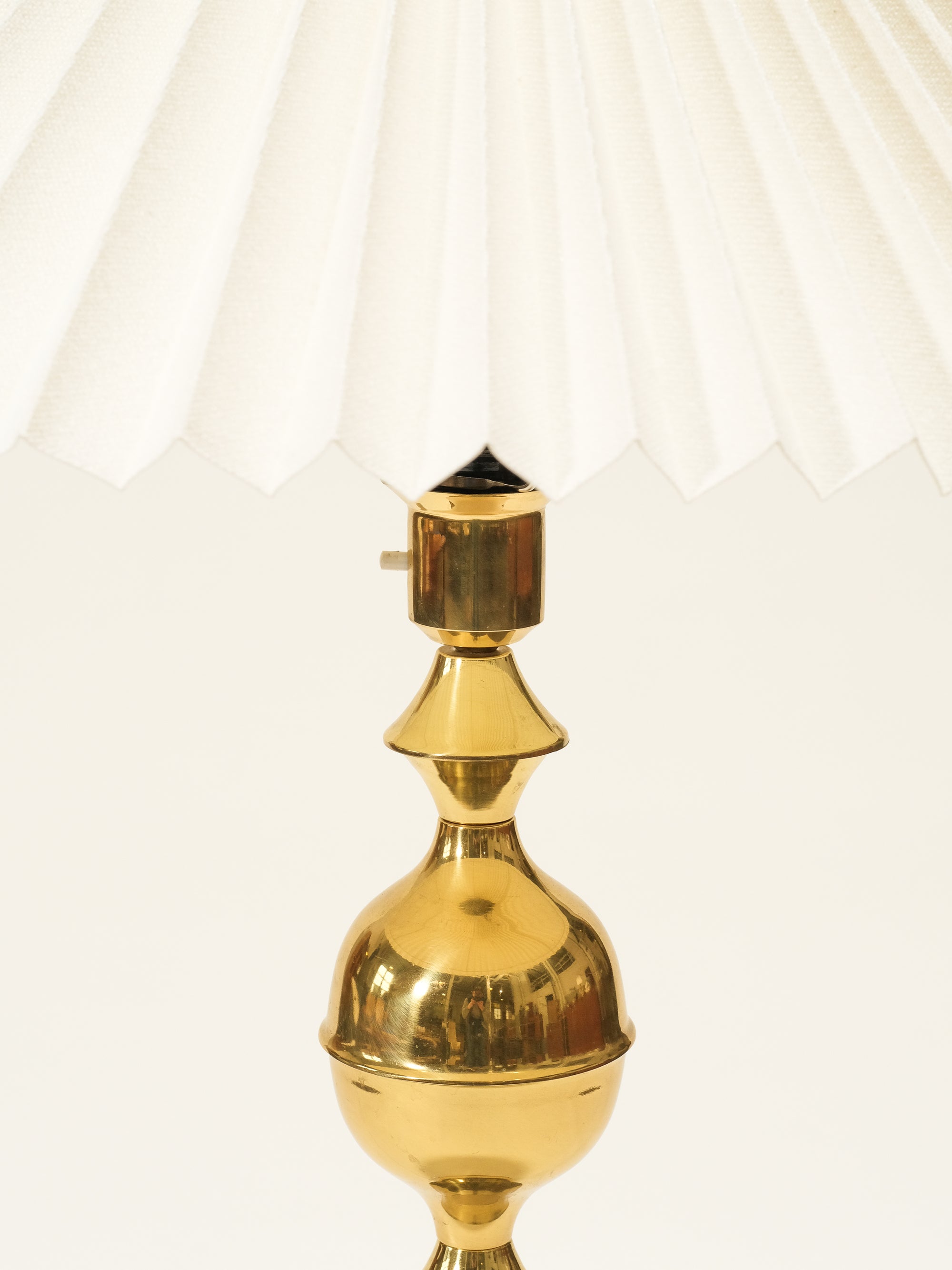 Mid-Century Swedish Brass Floor Lamp with Pleated Shade