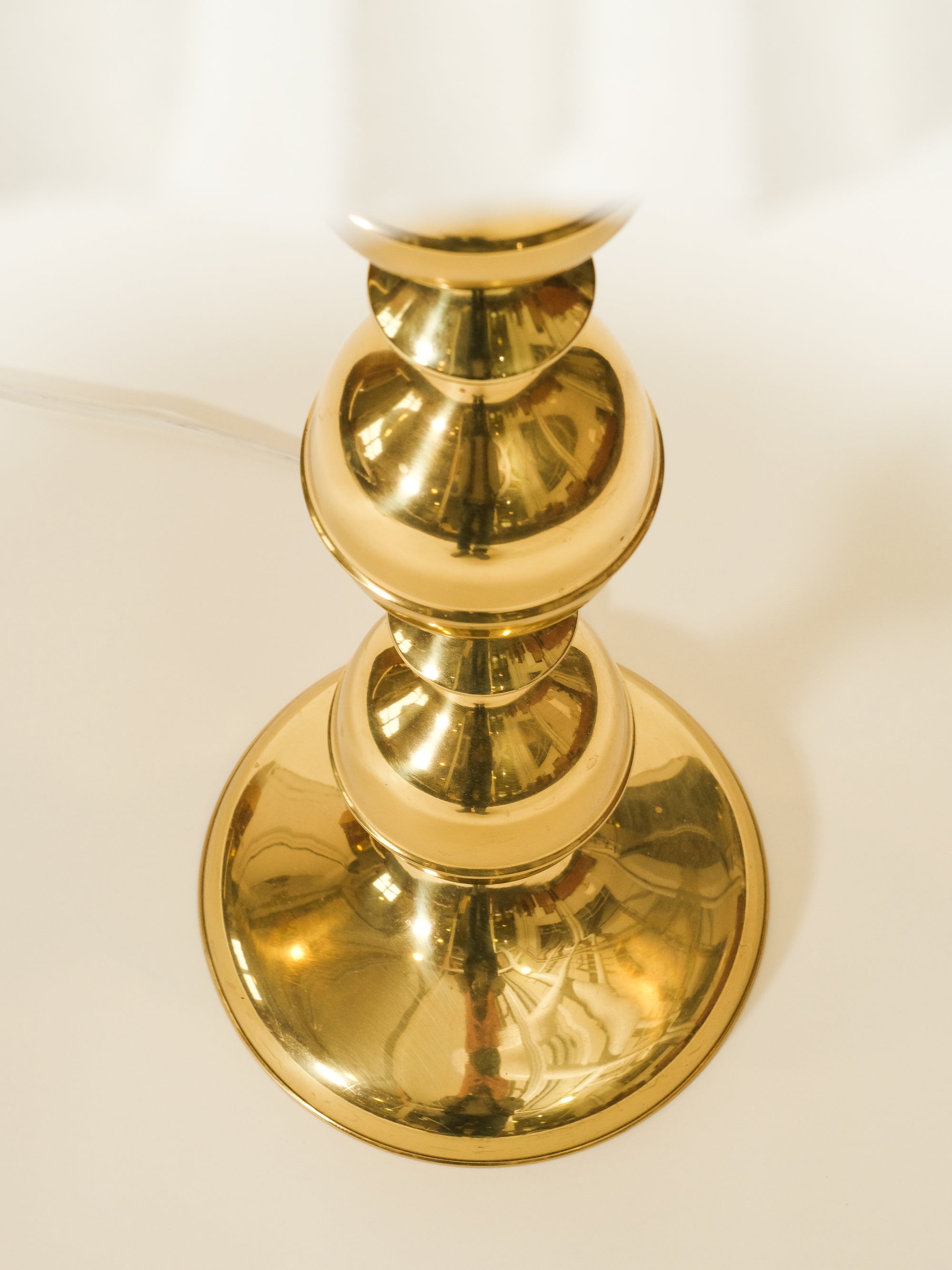 Mid-Century Swedish Brass Floor Lamp with Pleated Shade
