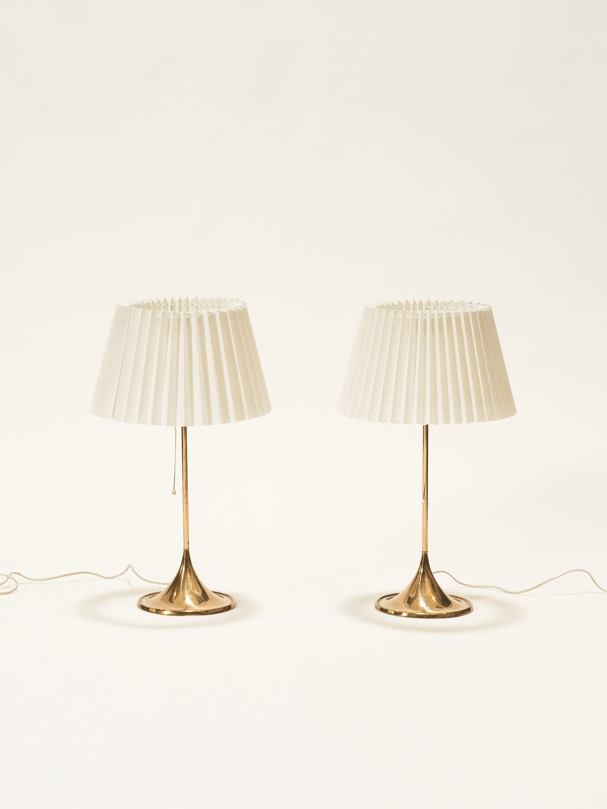Pair of Brass Table Lamps Model B-024 by Bergboms, Sweden, 1950s