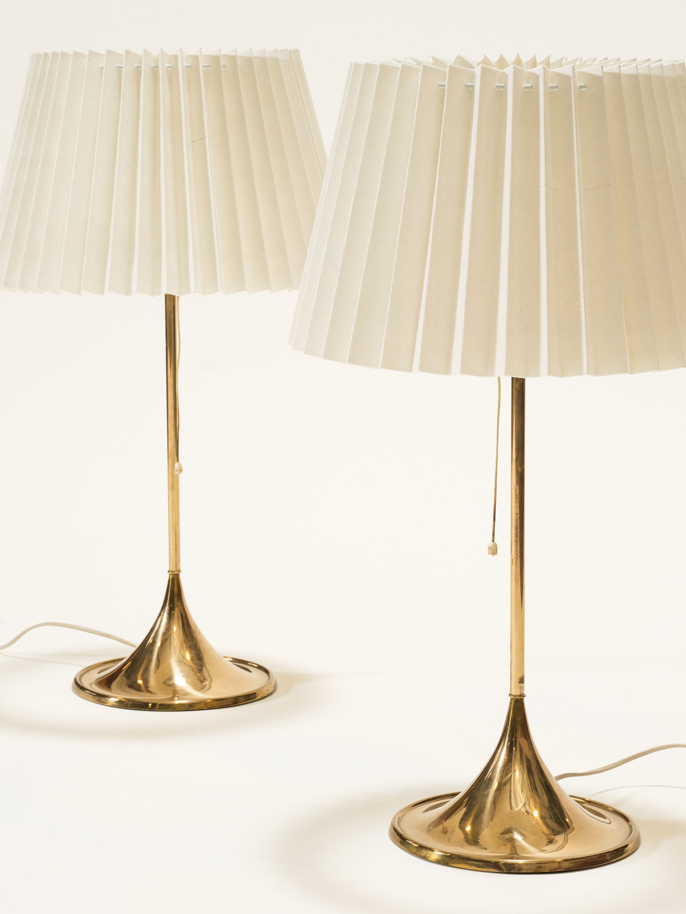 Pair of Brass Table Lamps Model B-024 by Bergboms, Sweden, 1950s