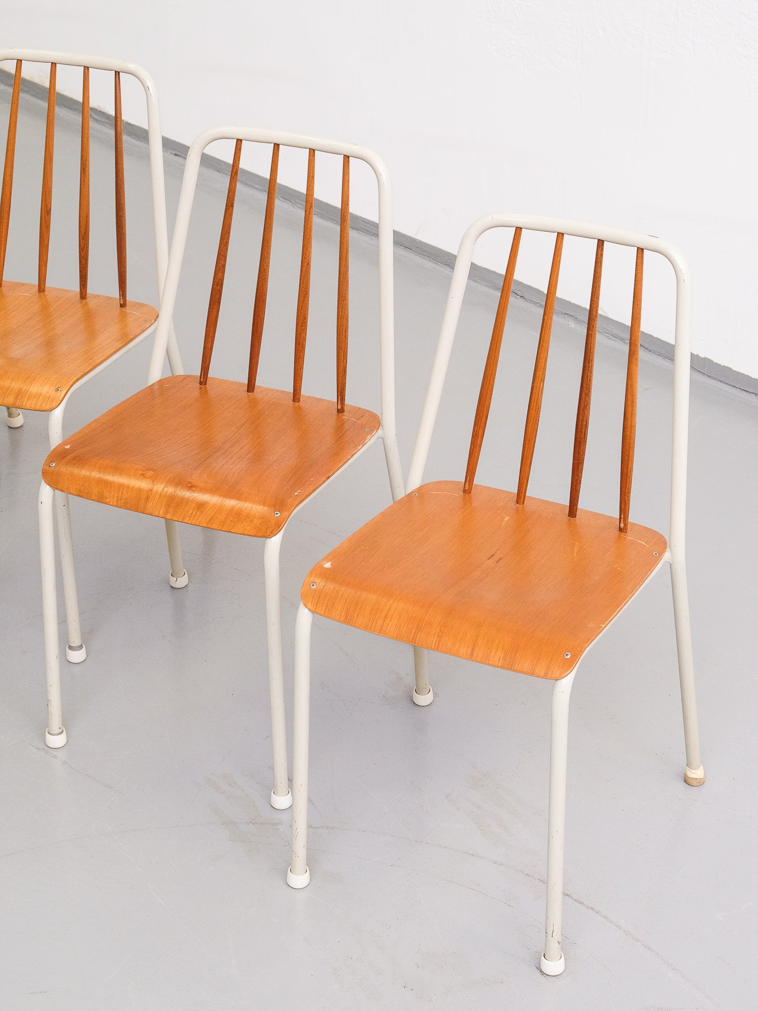 Teak and Metal Chairs, Bjärnums Slöjdfabrik AB, Set of 4