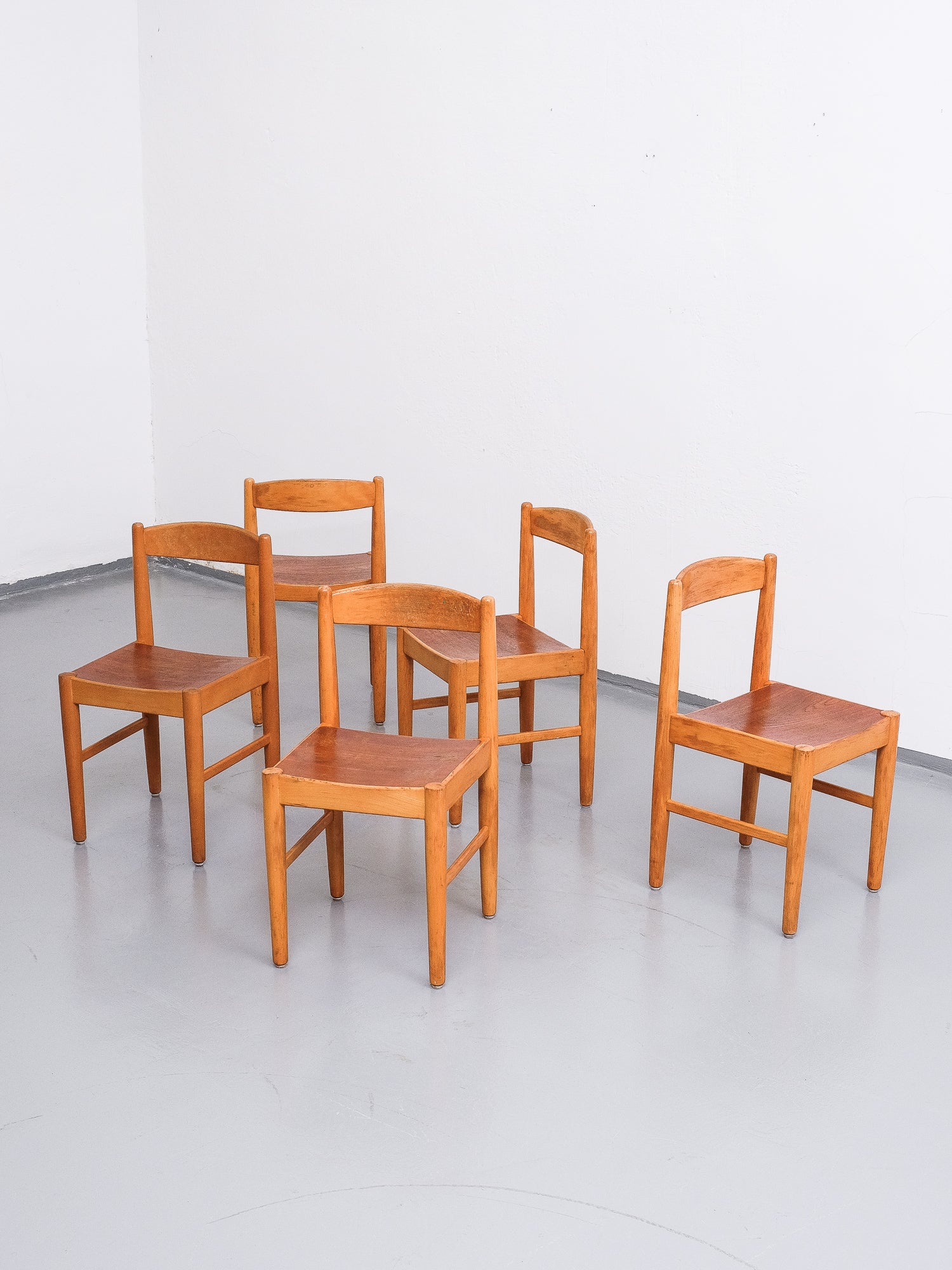 Swedish Birch &amp; Teak Chairs, Bjärnums Möbelfabriker, Set of 4
