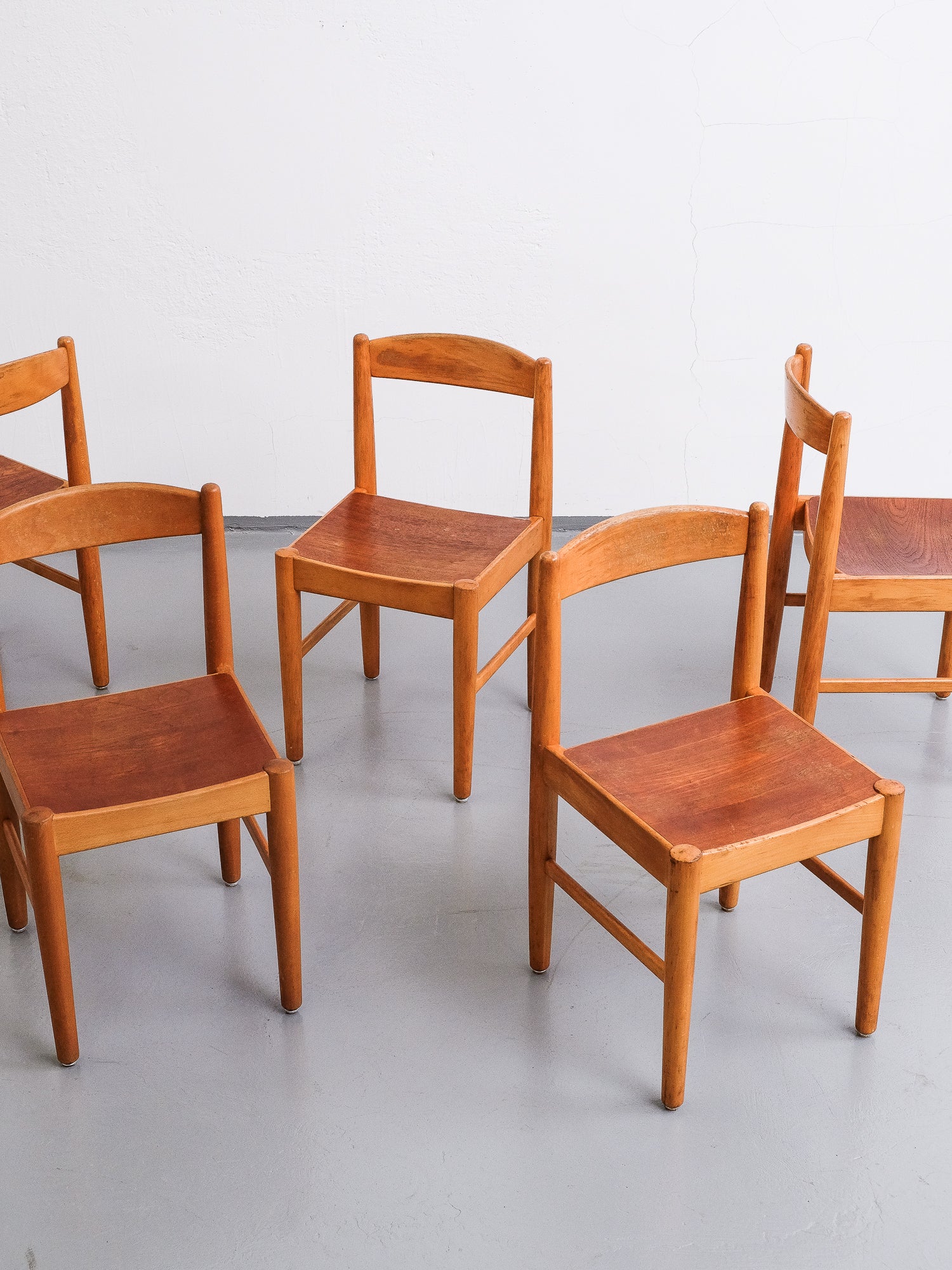 Swedish Birch &amp; Teak Chairs, Bjärnums Möbelfabriker, Set of 4