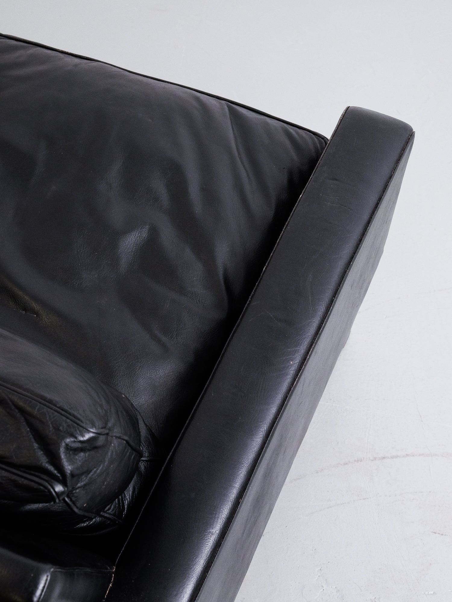 Swedish Black Leather Lounge Chair, 1960s