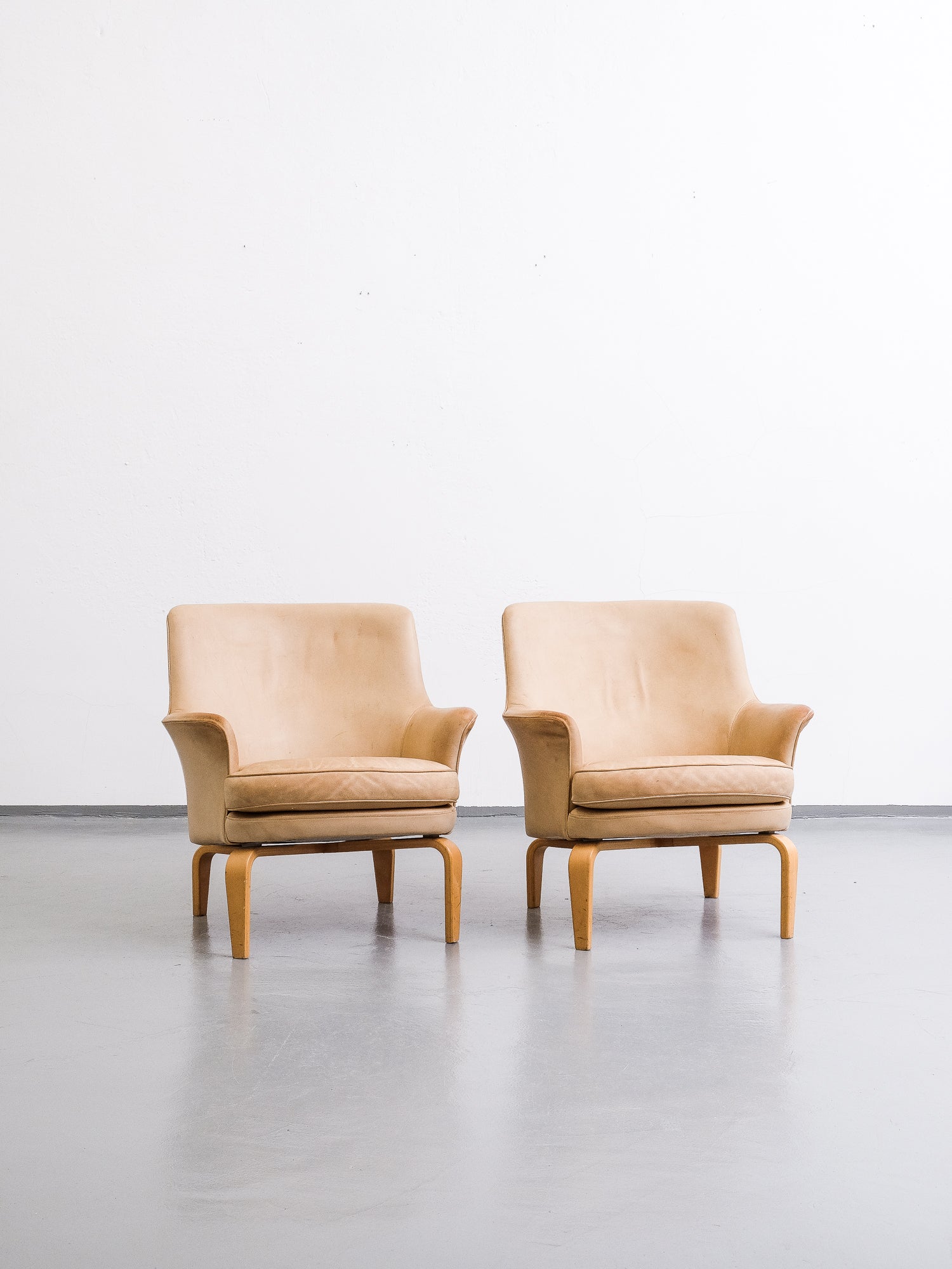 Pair of Leather &quot;Pilot&quot; Armchairs by Arne Norell, Sweden