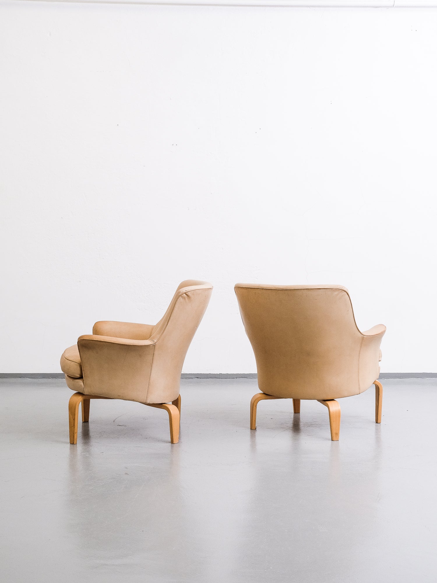 Pair of Leather &quot;Pilot&quot; Armchairs by Arne Norell, Sweden
