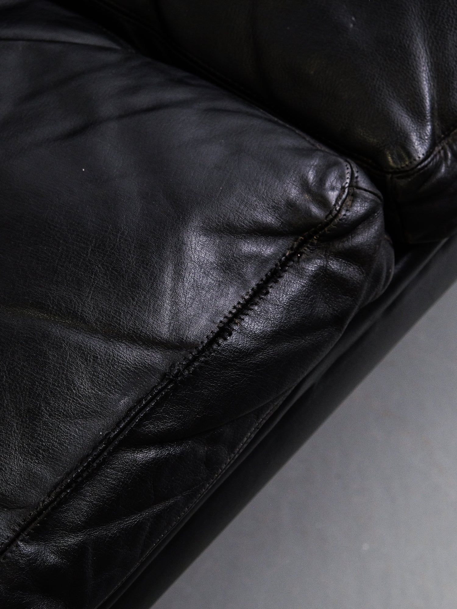 Swedish Black Leather 3-Seater Sofa, 1960s