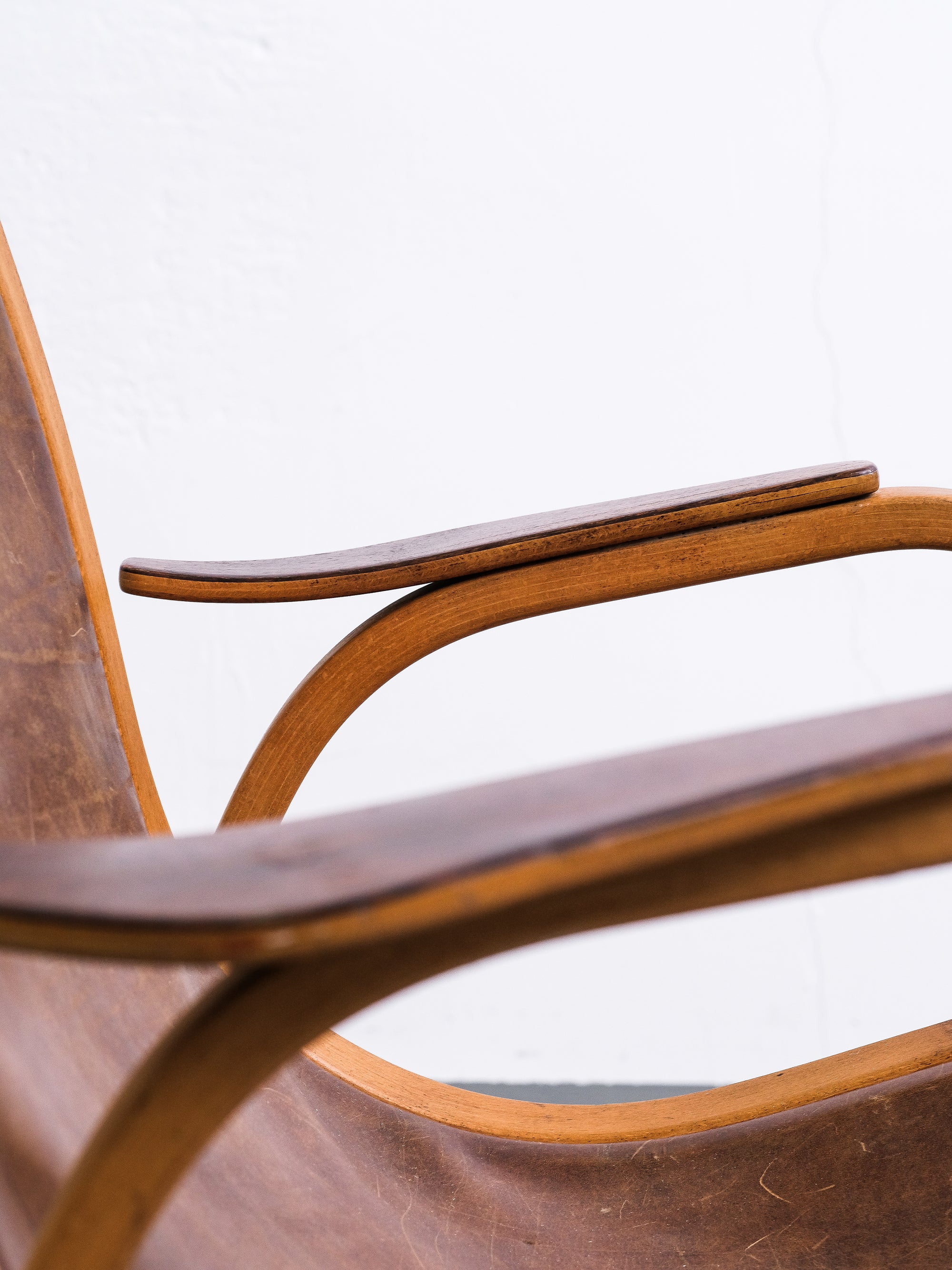 &#39;Kurva&#39; Lounge Chair in Leather by Yngve Ekström, Sweden, 1950s