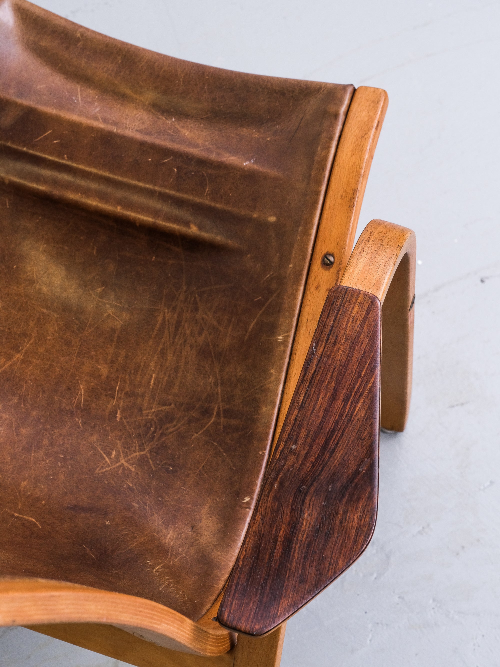 &#39;Kurva&#39; Lounge Chair in Leather by Yngve Ekström, Sweden, 1950s