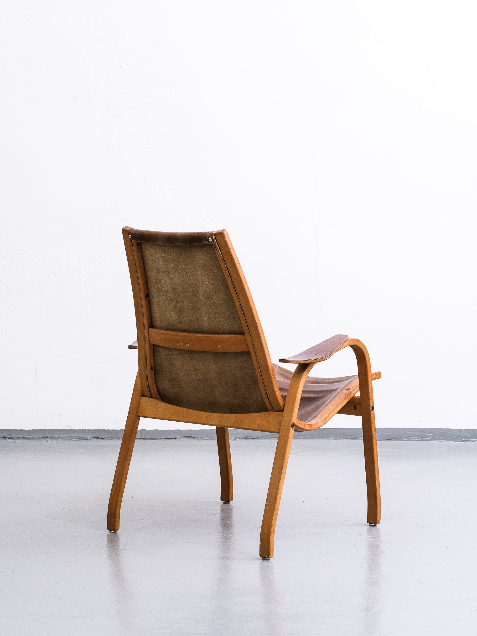 &#39;Kurva&#39; Lounge Chair in Leather by Yngve Ekström, Sweden, 1950s