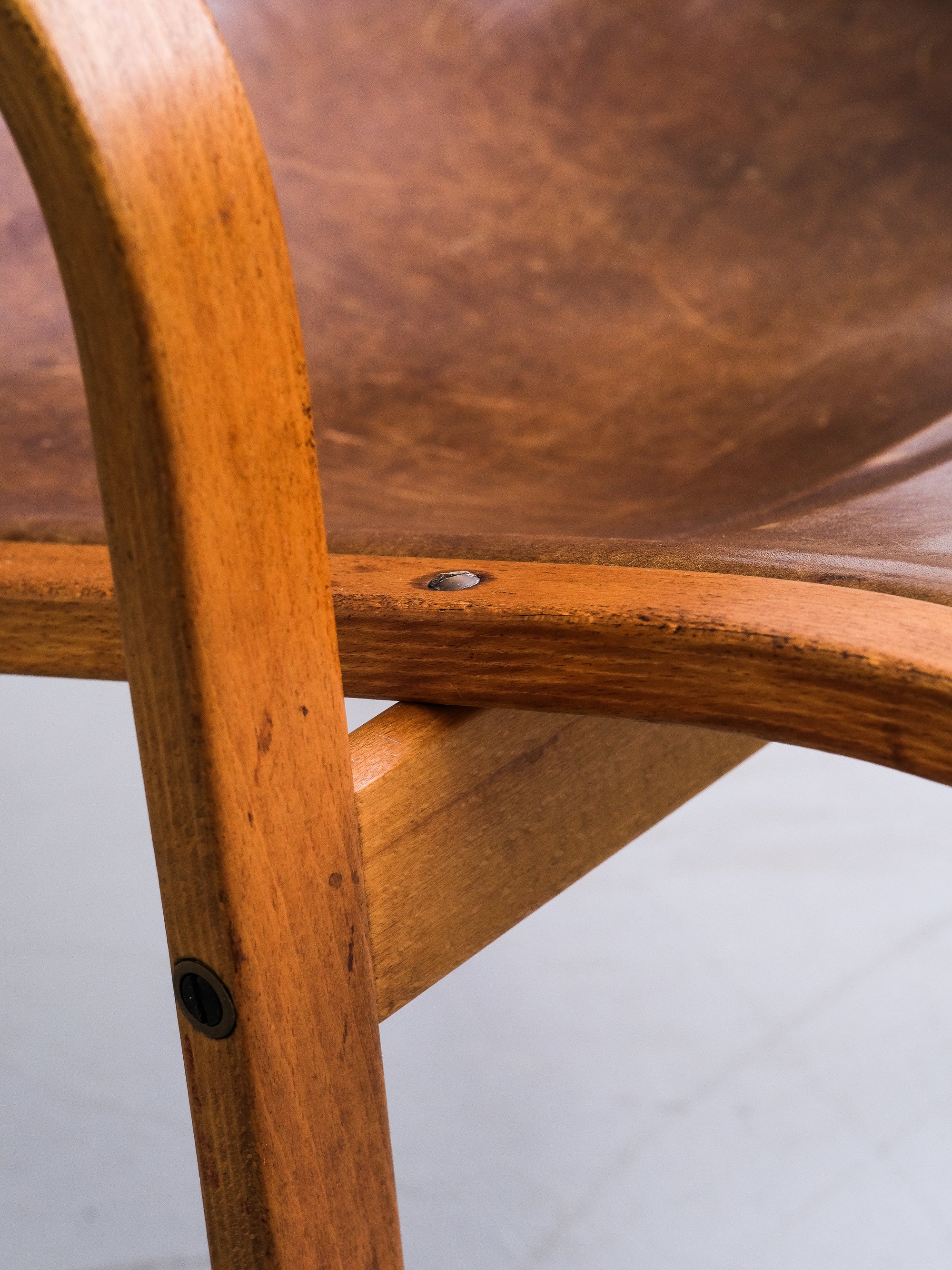 &#39;Kurva&#39; Lounge Chair in Leather by Yngve Ekström, Sweden, 1950s