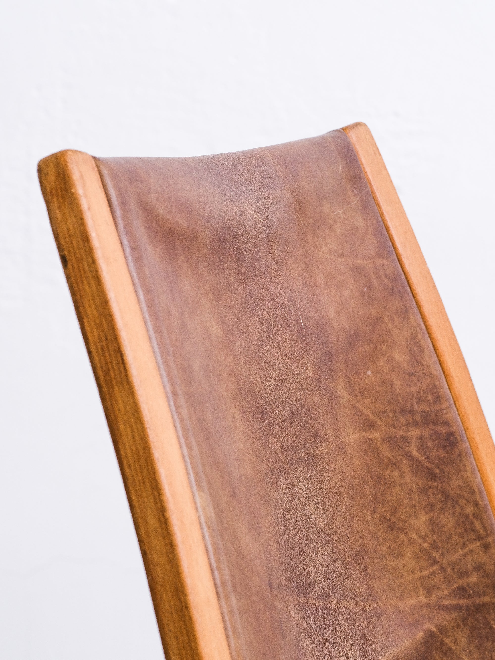 &#39;Kurva&#39; Lounge Chair in Leather by Yngve Ekström, Sweden, 1950s