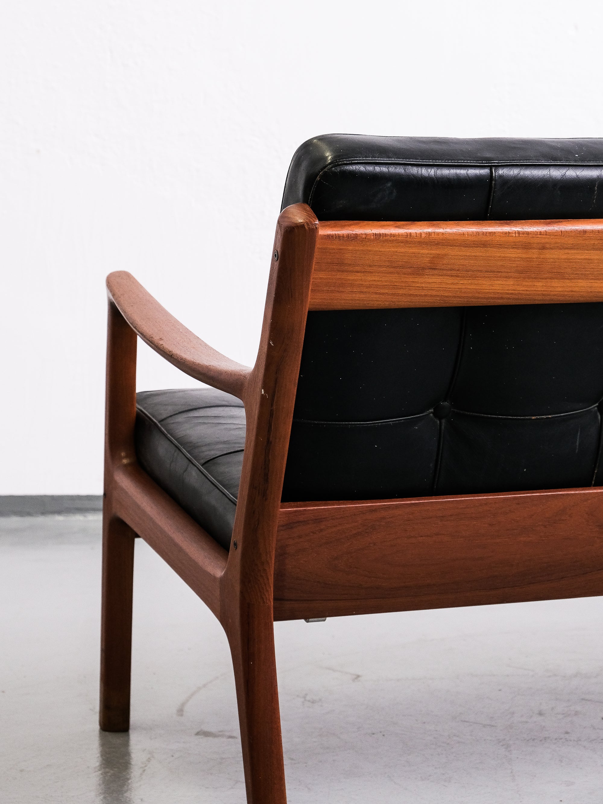 Teak &amp; Black Leather Sofa by Ole Wanscher for France &amp; Son, 1960s