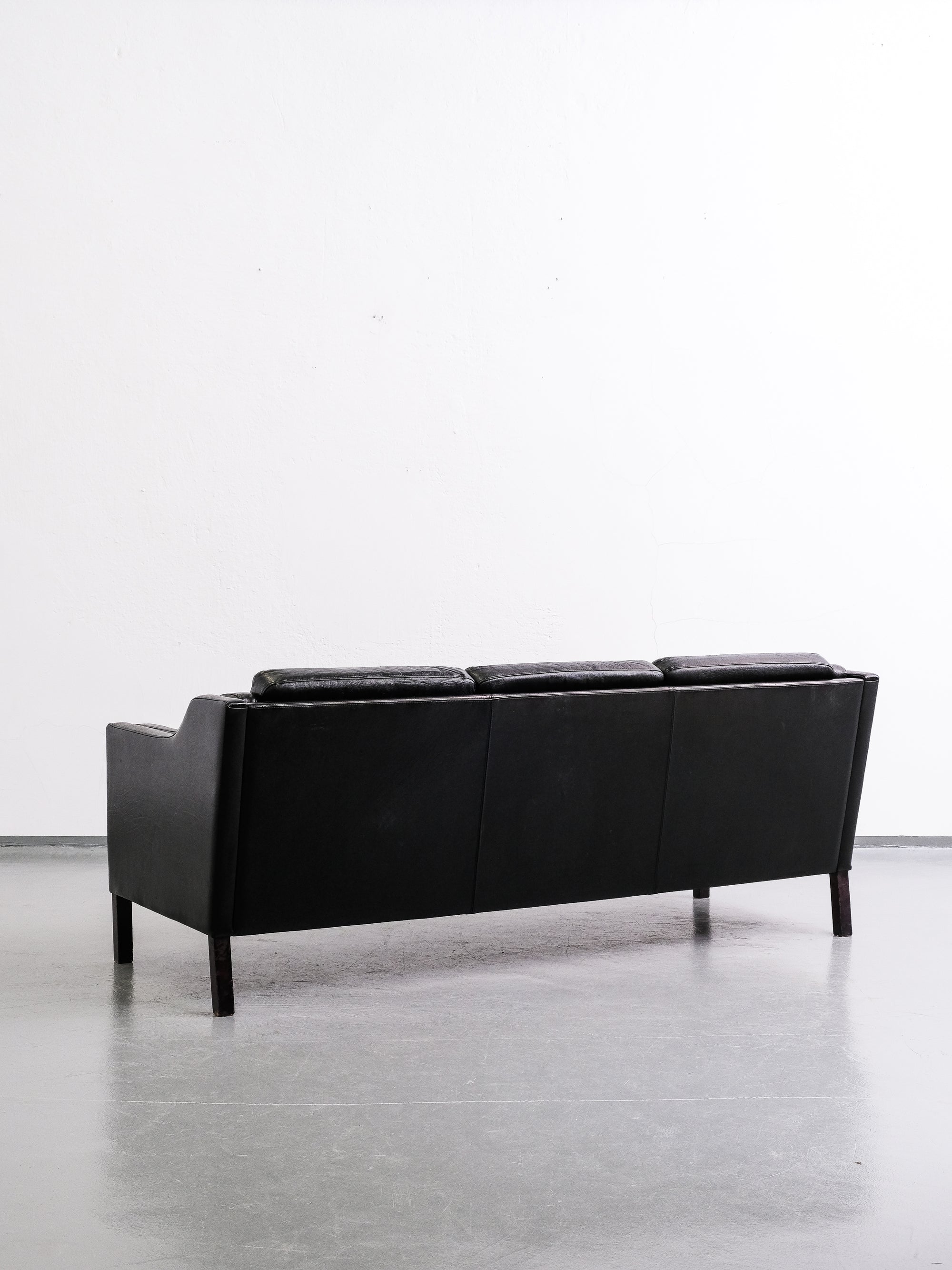 Børge Mogensen Style Danish Leather 3-Seat Sofa
