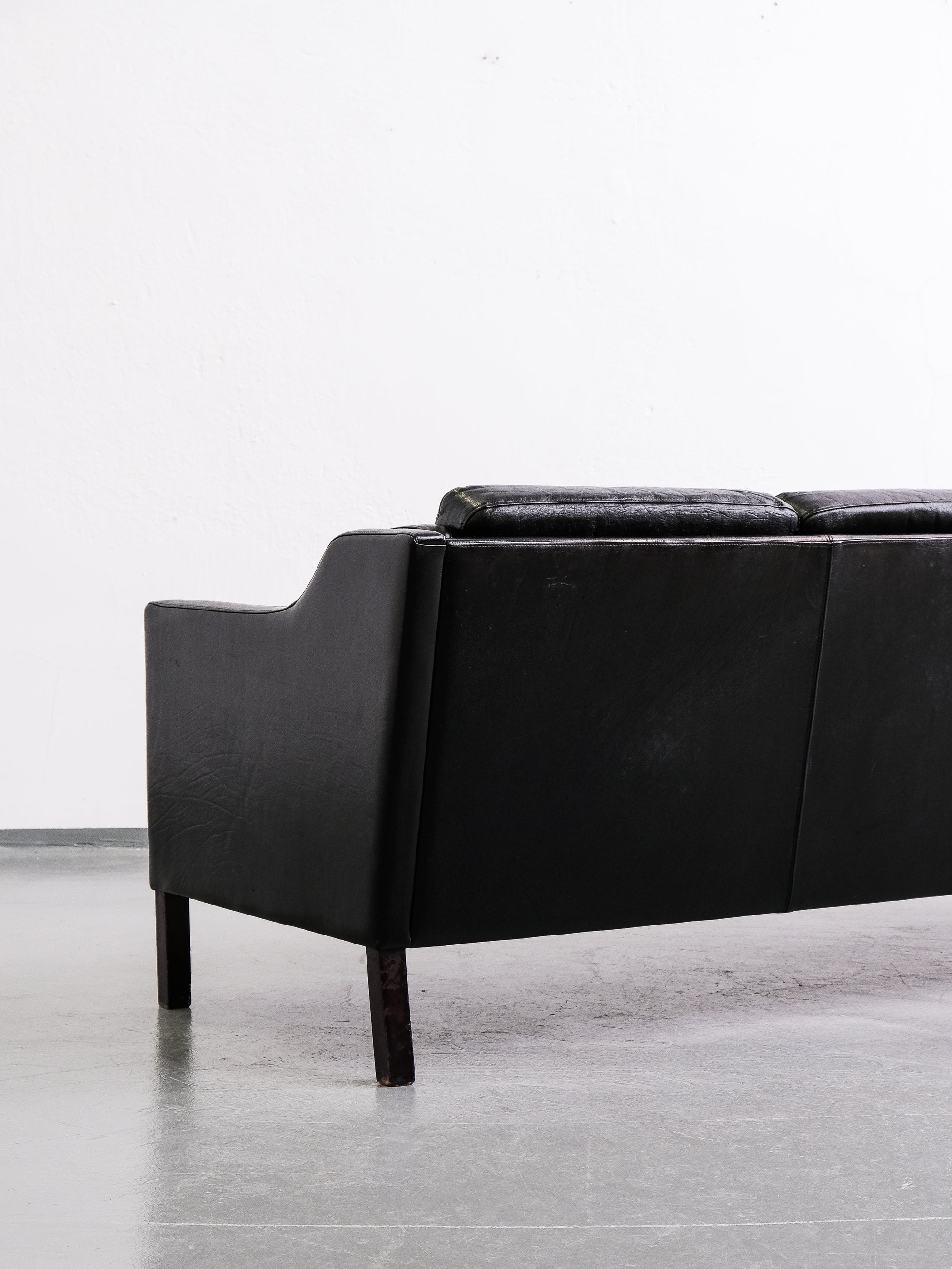 Børge Mogensen Style Danish Leather 3-Seat Sofa