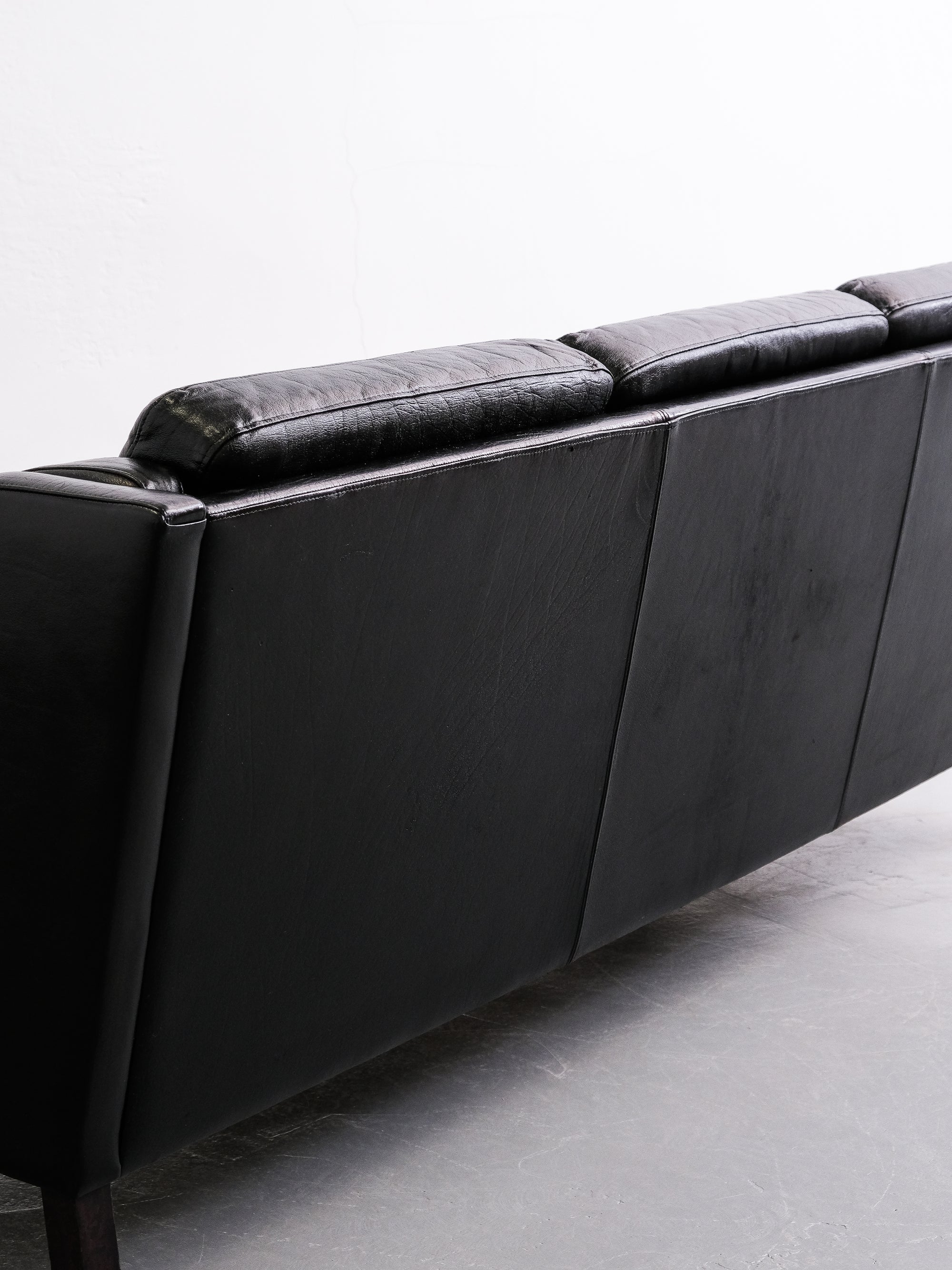 Børge Mogensen Style Danish Leather 3-Seat Sofa