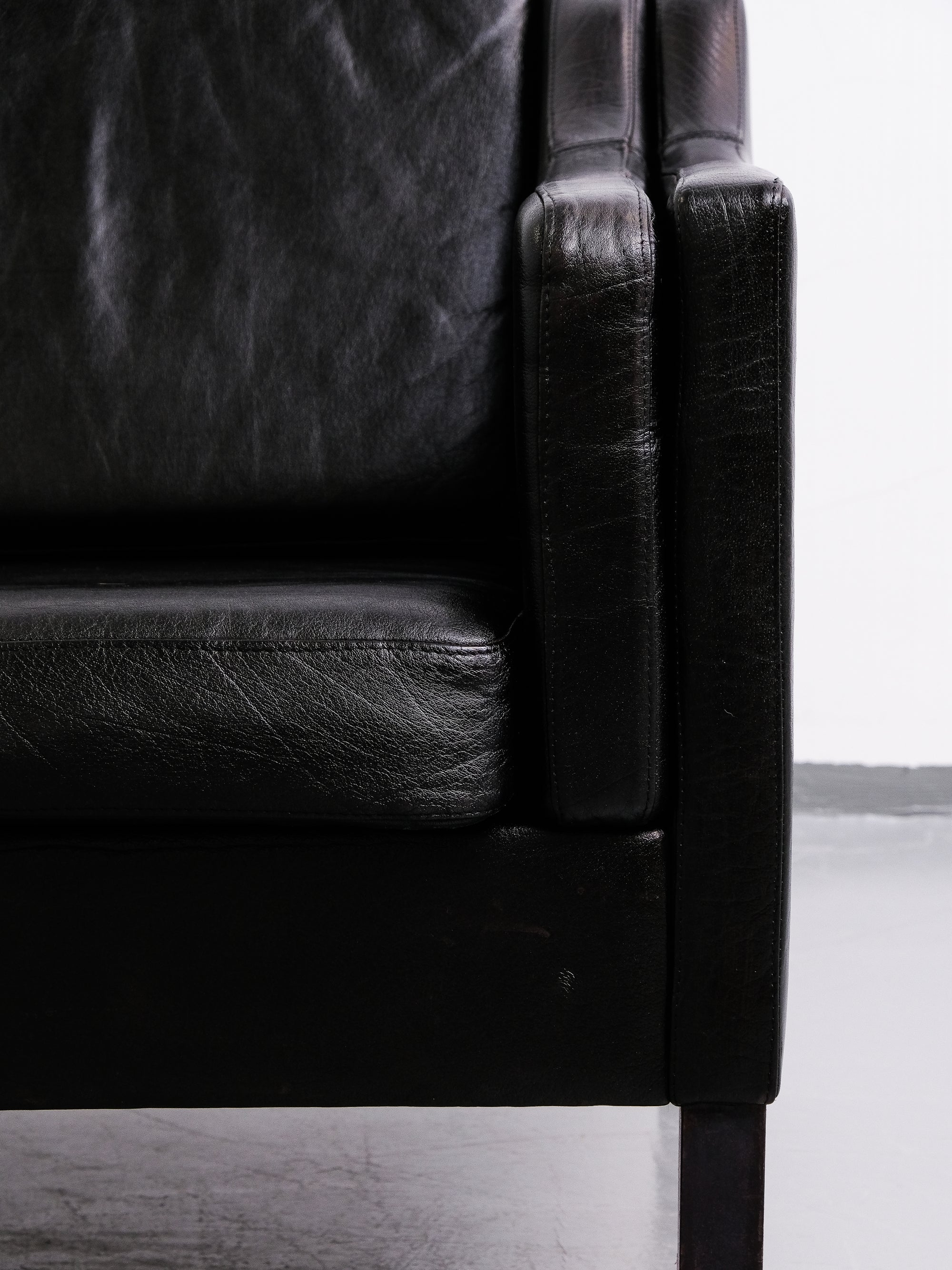 Børge Mogensen Style Danish Leather 3-Seat Sofa
