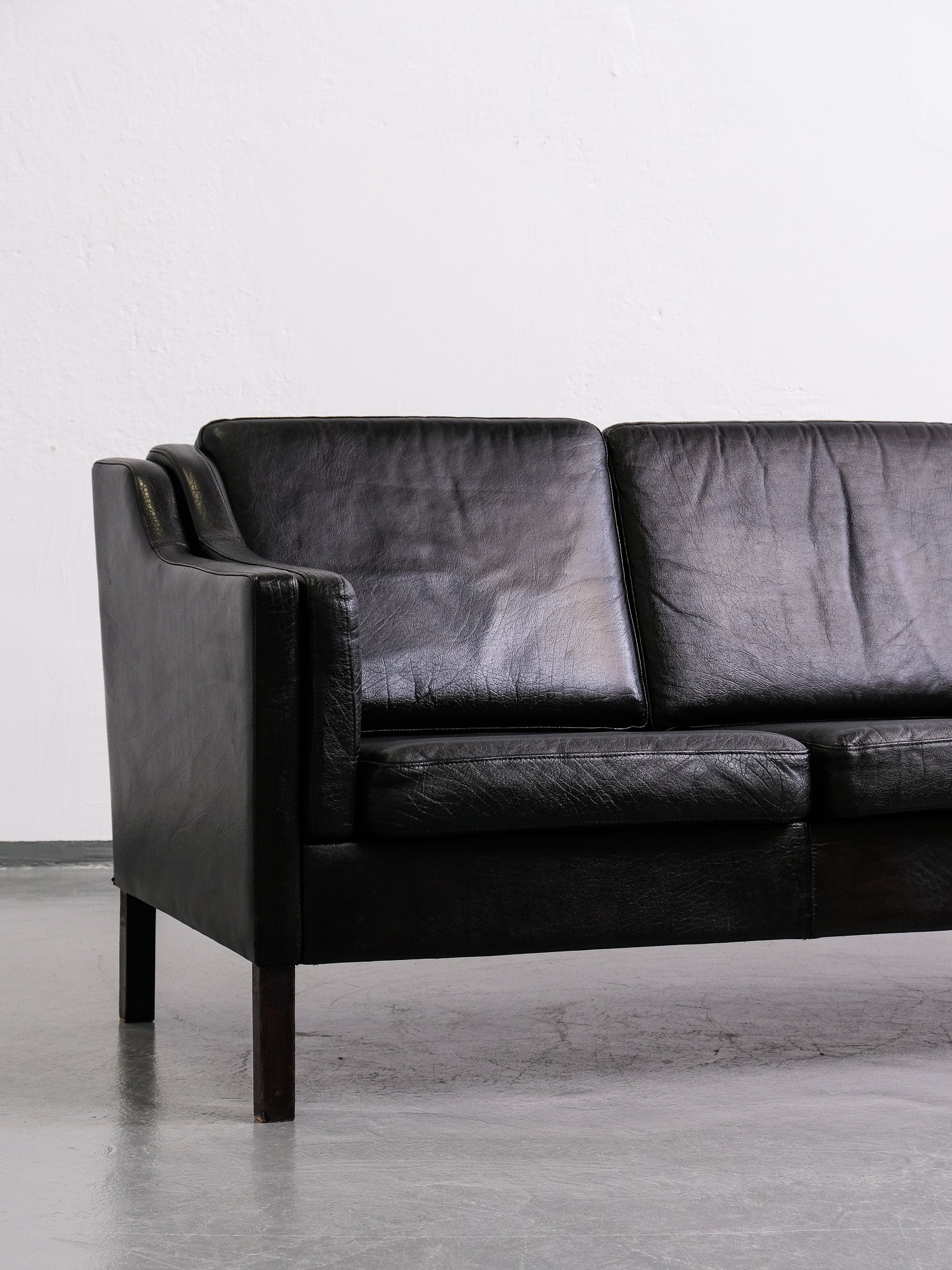 Børge Mogensen Style Danish Leather 3-Seat Sofa