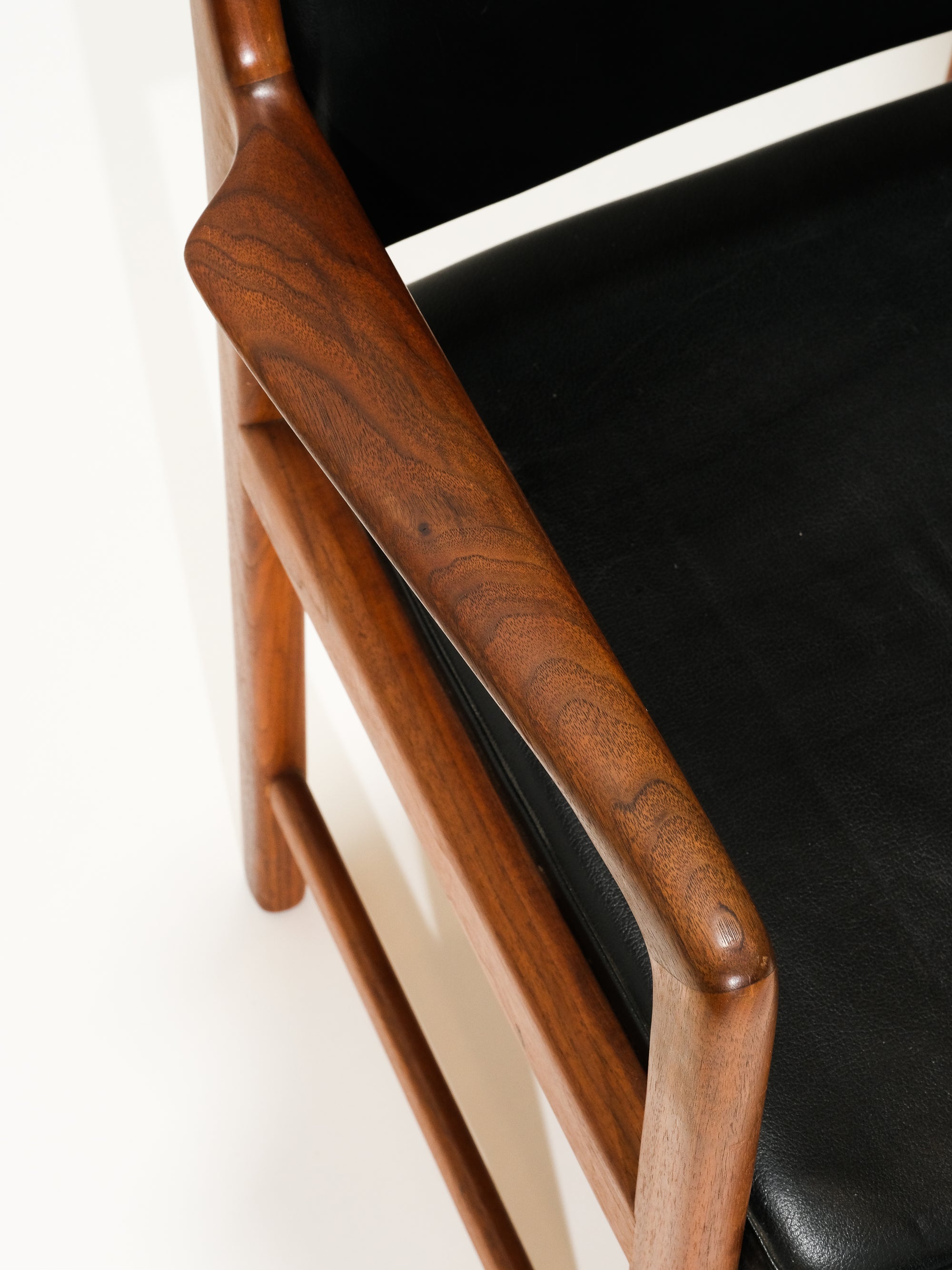 Scandinavian Teak &amp; Black Leather Armchairs by Karl Erik Ekselius