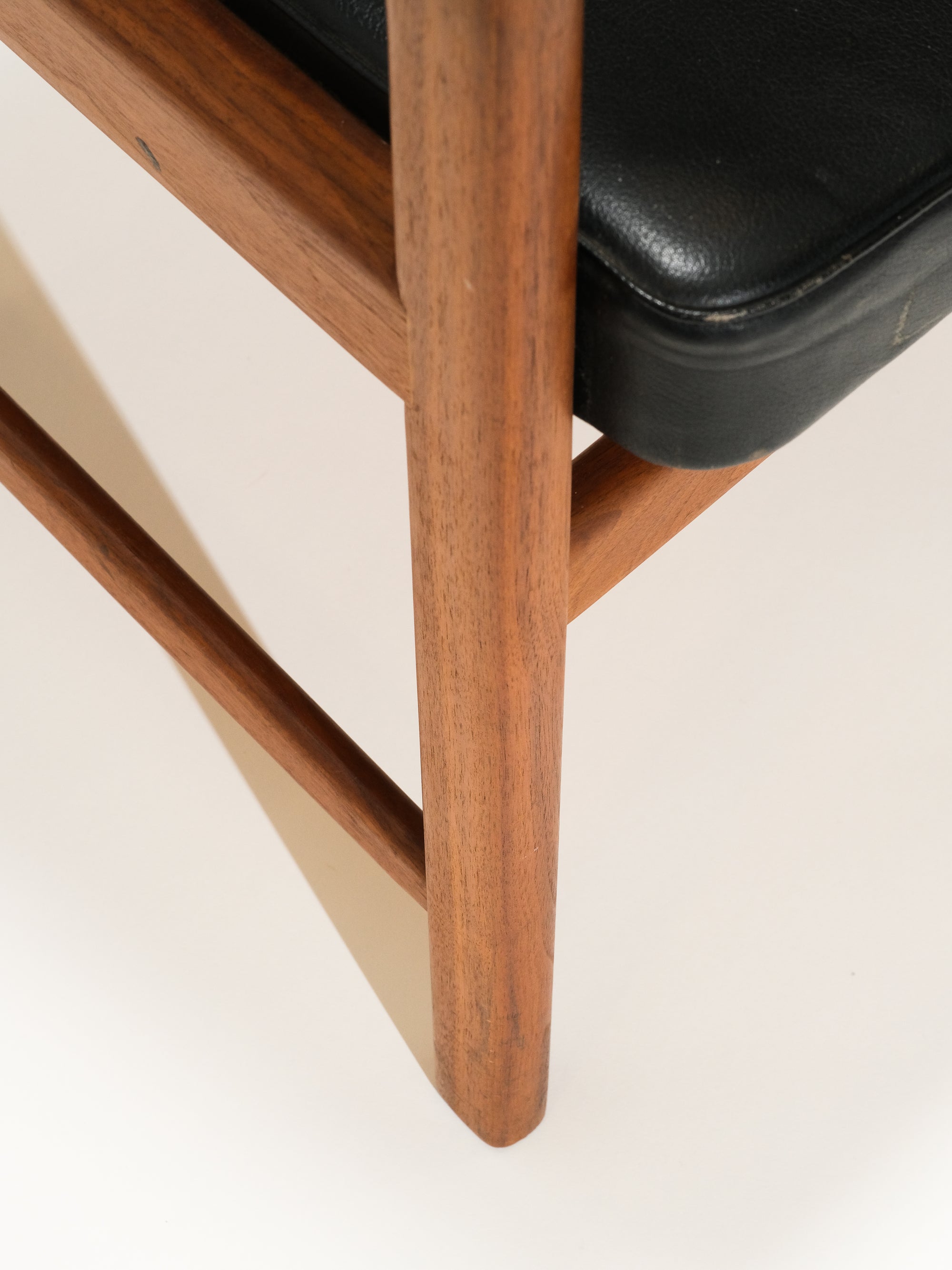 Scandinavian Teak &amp; Black Leather Armchairs by Karl Erik Ekselius