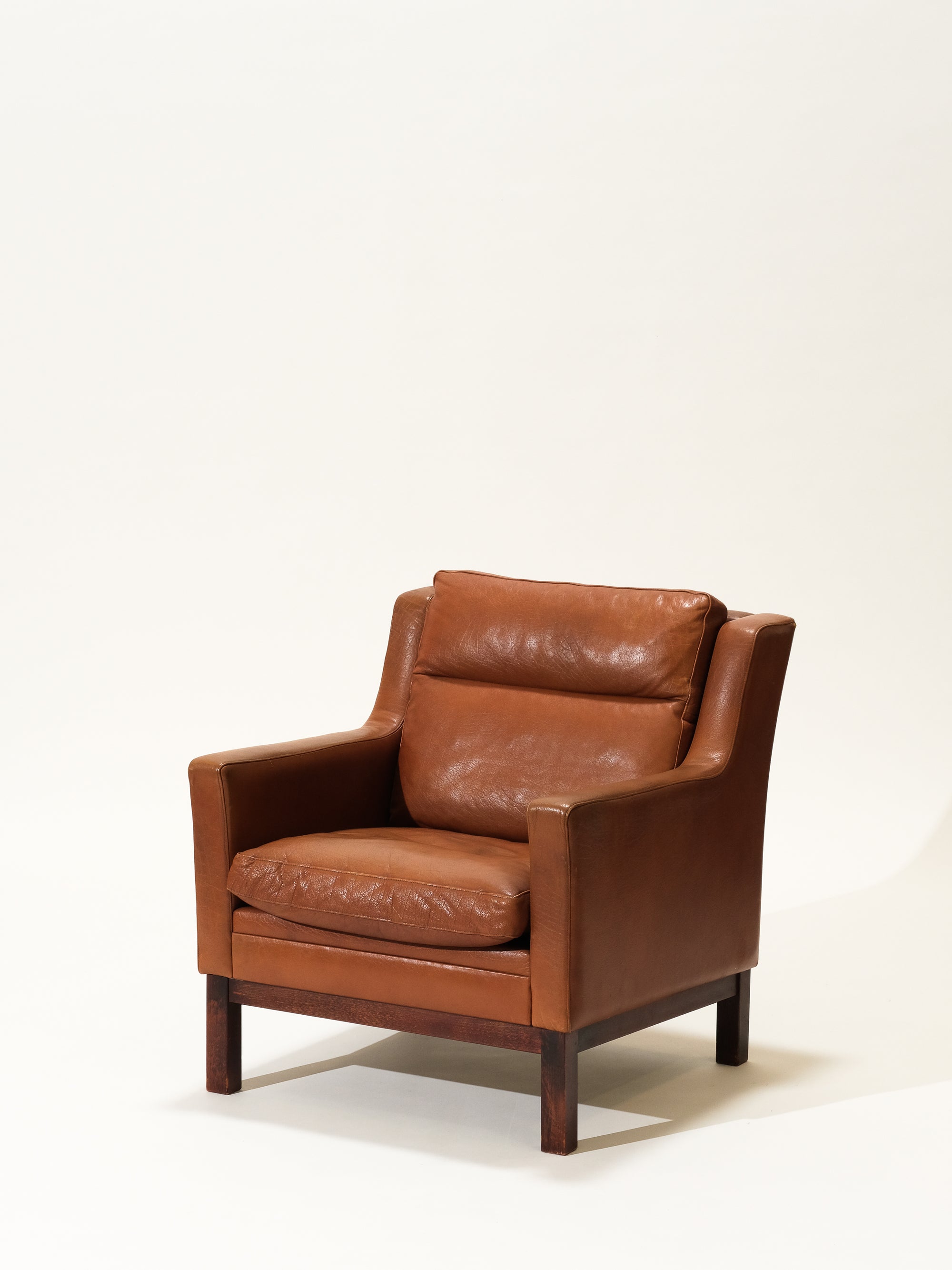 Danish Cognac Leather Lounge Chair, 1960s
