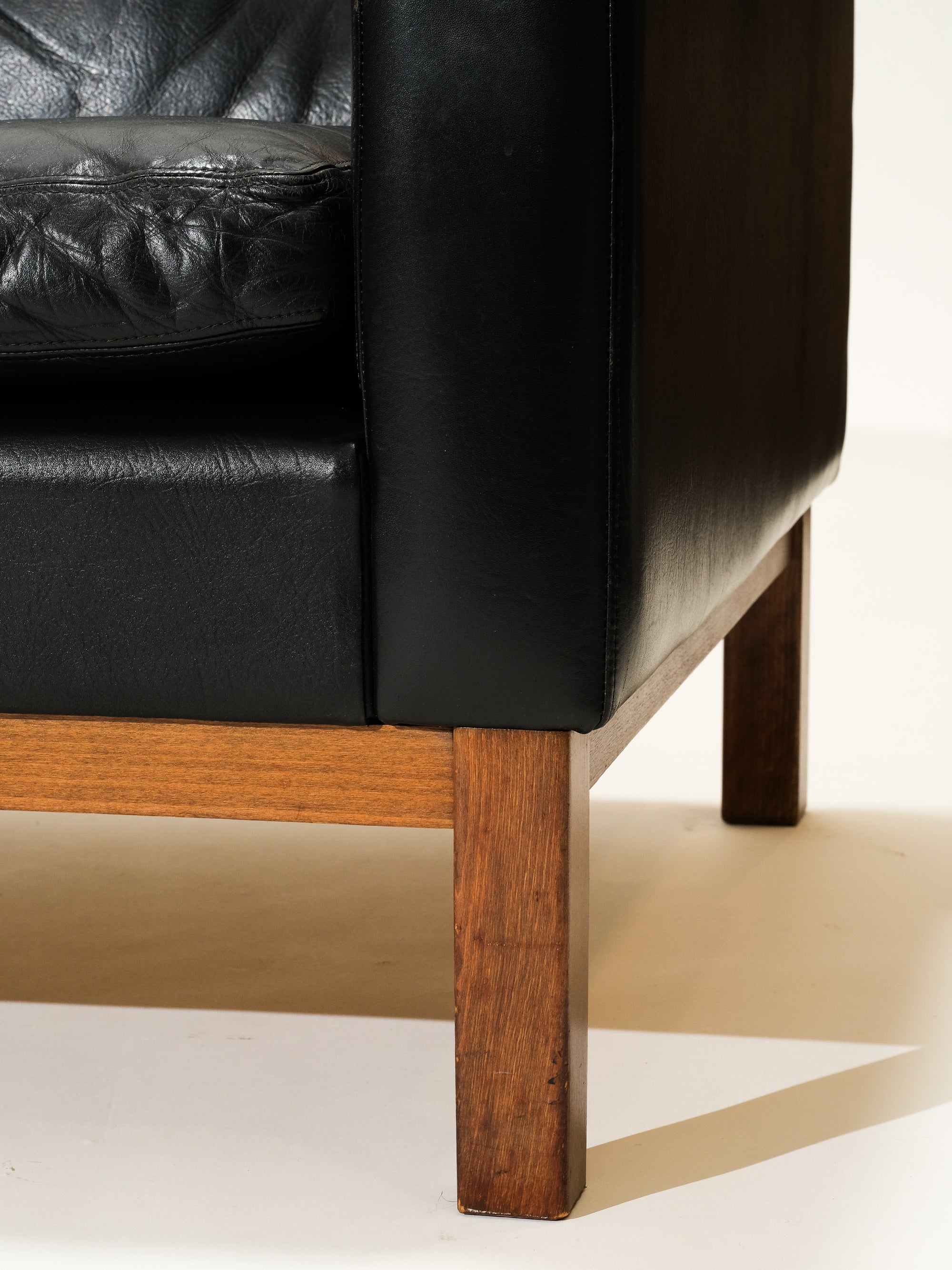 1960s Black Leather 2-Seater Sofa by Peem Oy, Finland