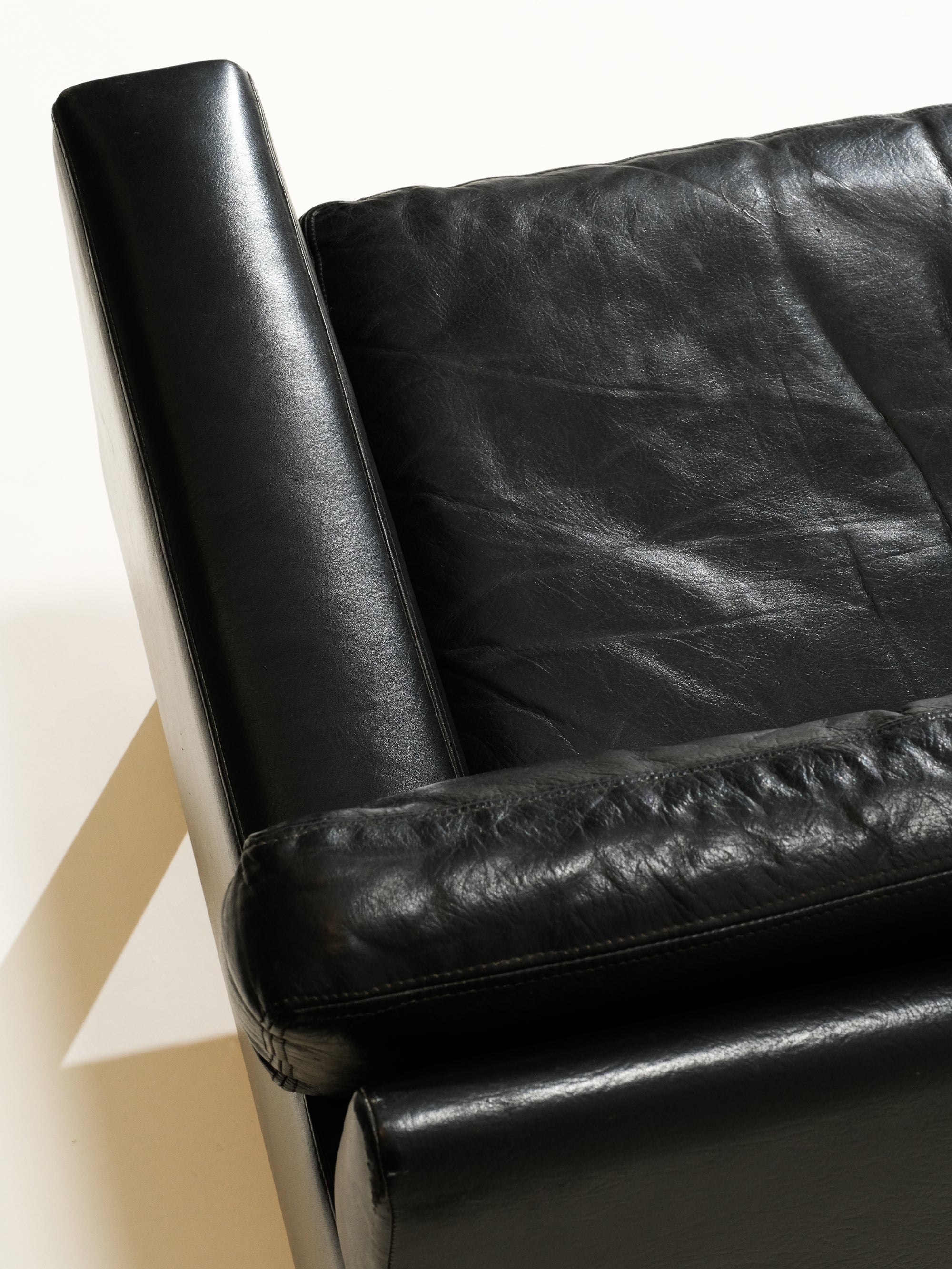 1960s Black Leather 2-Seater Sofa by Peem Oy, Finland