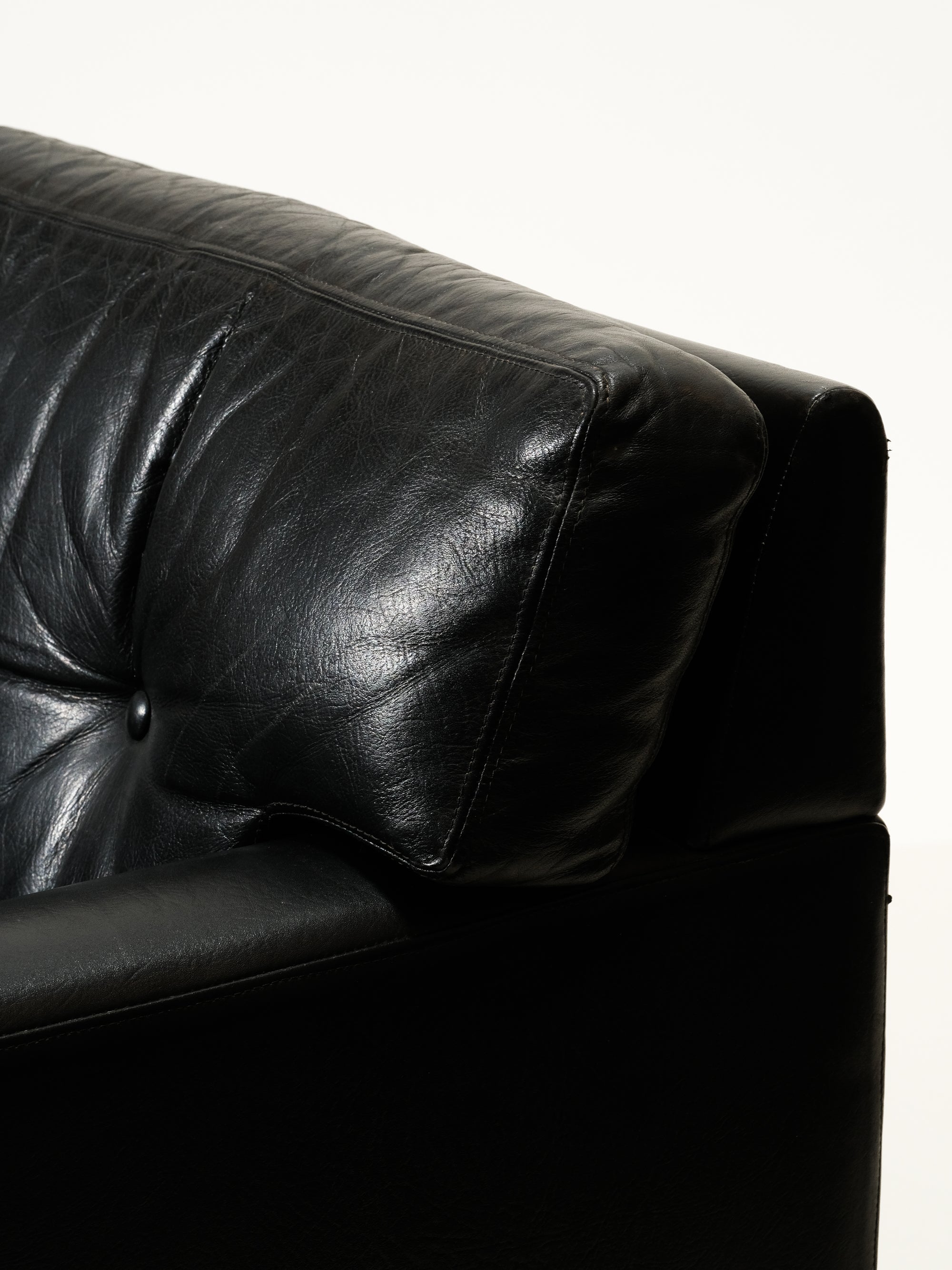1960s Black Leather 2-Seater Sofa by Peem Oy, Finland