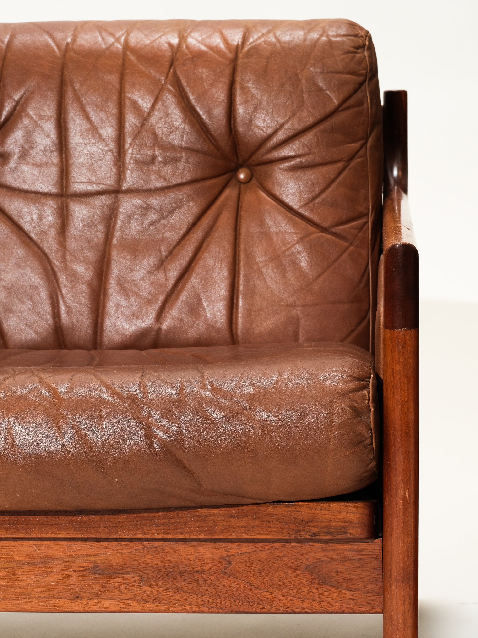 Pair of Leather Armchairs by Karl-Erik Ekselius for JOC Möbel AB, Sweden