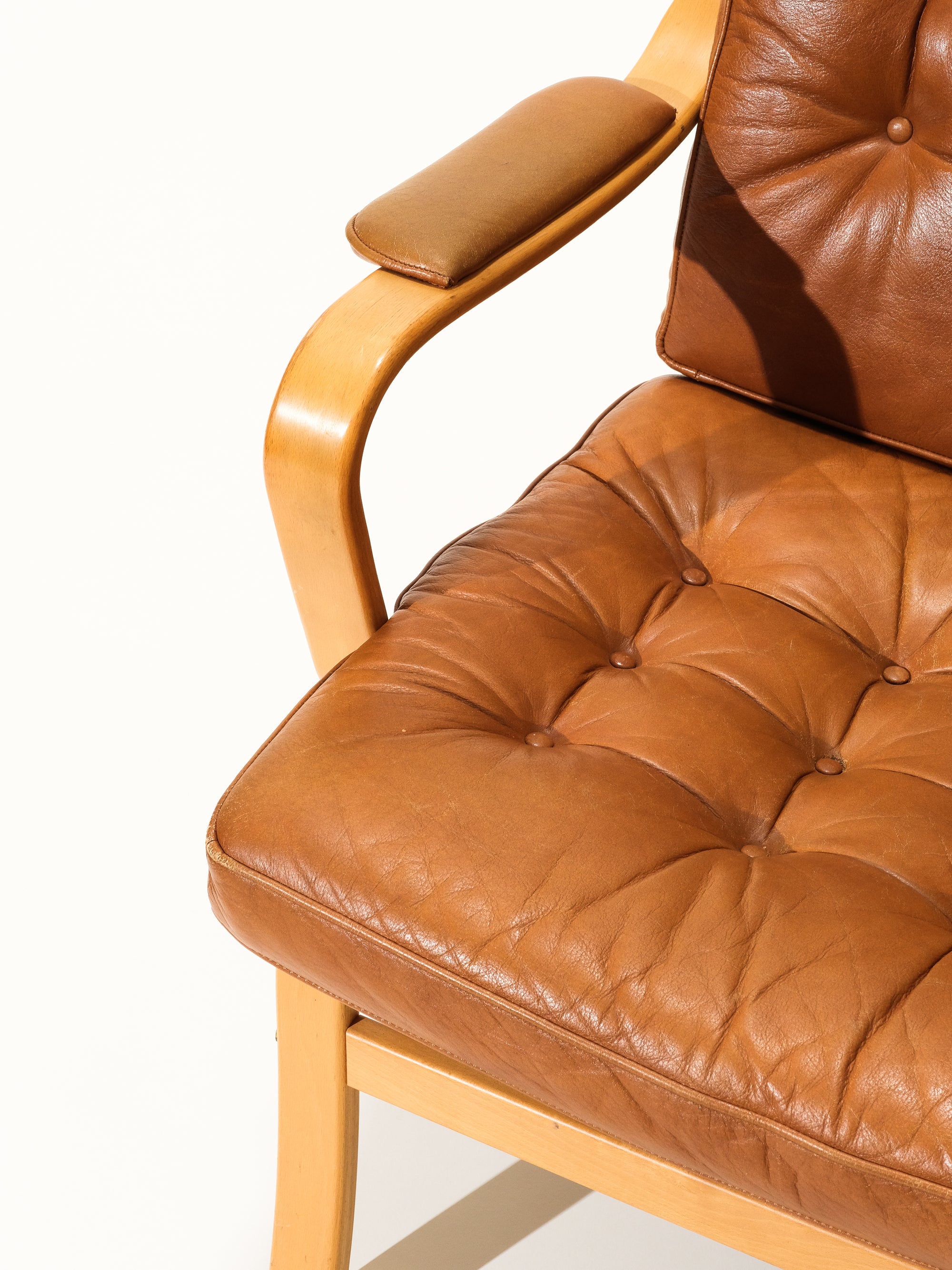Cognac Leather Armchair, Göte Möbler, Nässjö, 1970s